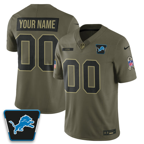 Custom Detroit Lions 2025 Salute to Service Limited Jersey - All Stitched