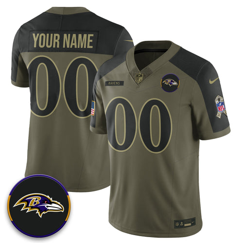 Baltimore Ravens 2025 Salute to Service Limited Custom Jersey - All Stitched