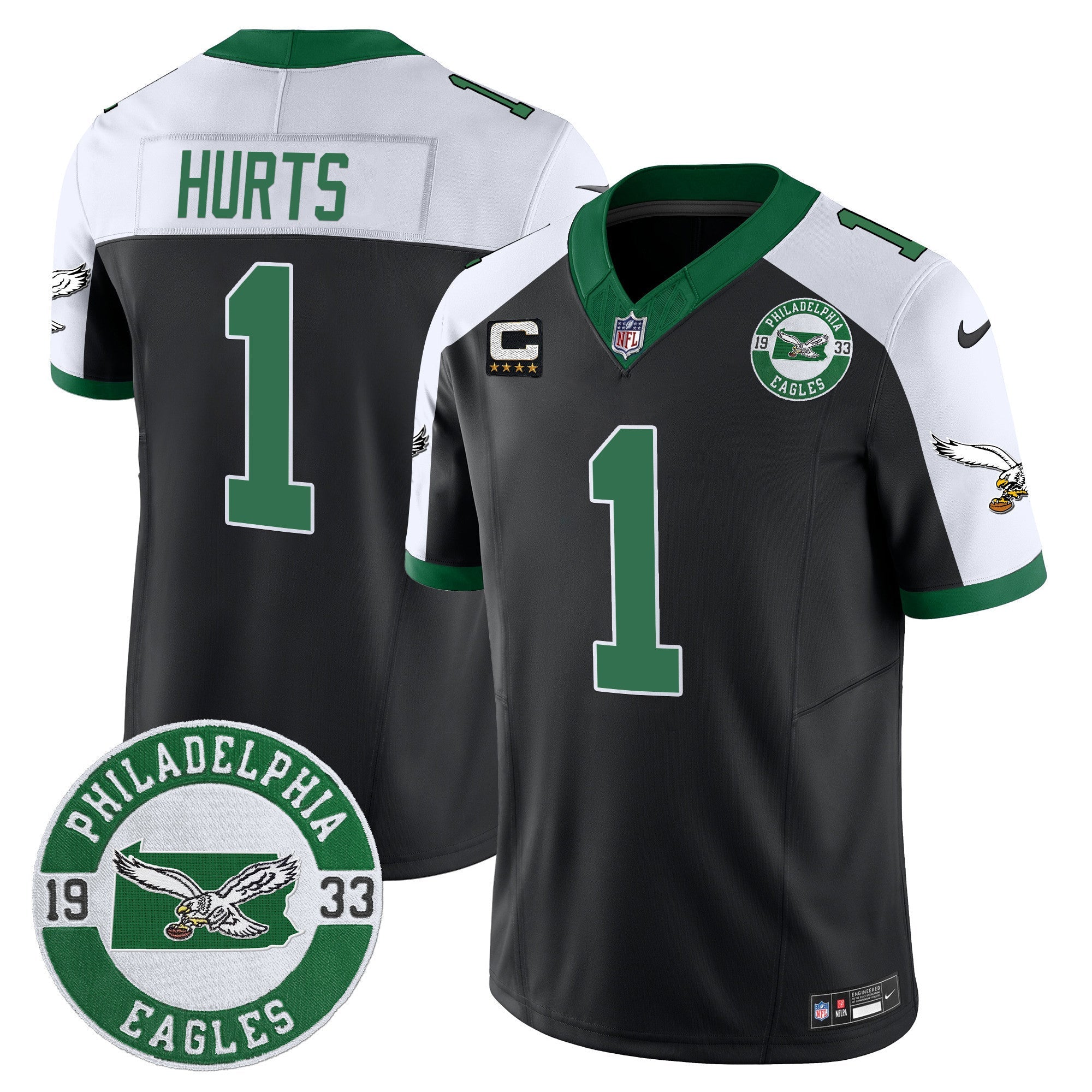 Men's Philadelphia Eagles 2024 Throwback Vapor Limited Jersey - Est. 1933 Patch - All Stitched