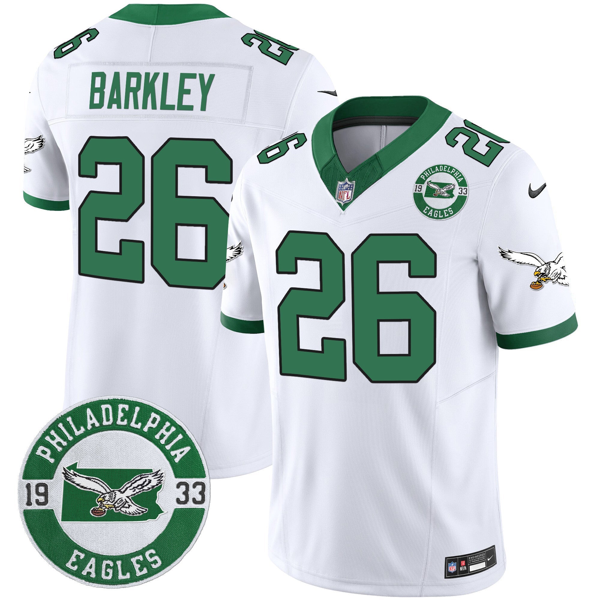 Men's Philadelphia Eagles 2024 Throwback Vapor Limited Jersey - Est. 1933 Patch - All Stitched