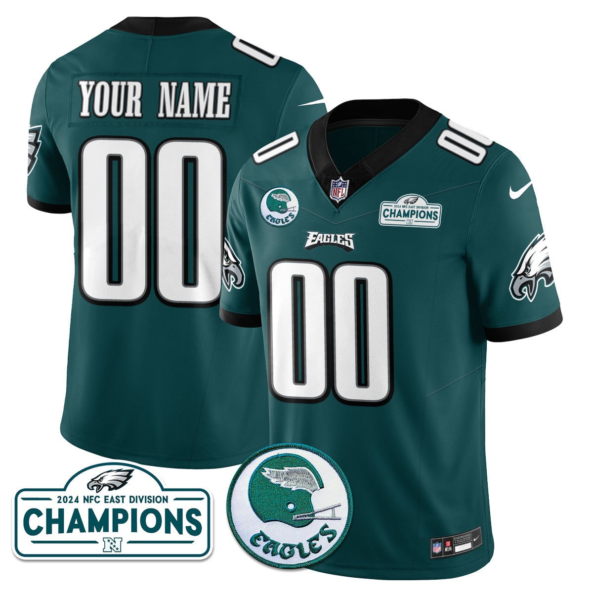 Custom Philadelphia Eagles 2024 NFC East Division Champions Jersey N1 - All Stitched
