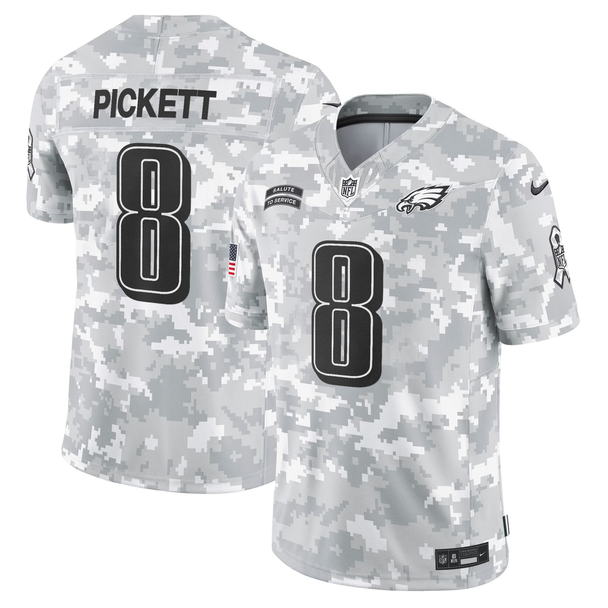Philadelphia Eagles 2024 Salute to Service Vapor Limited Jersey - Arctic Camo - All Stitched