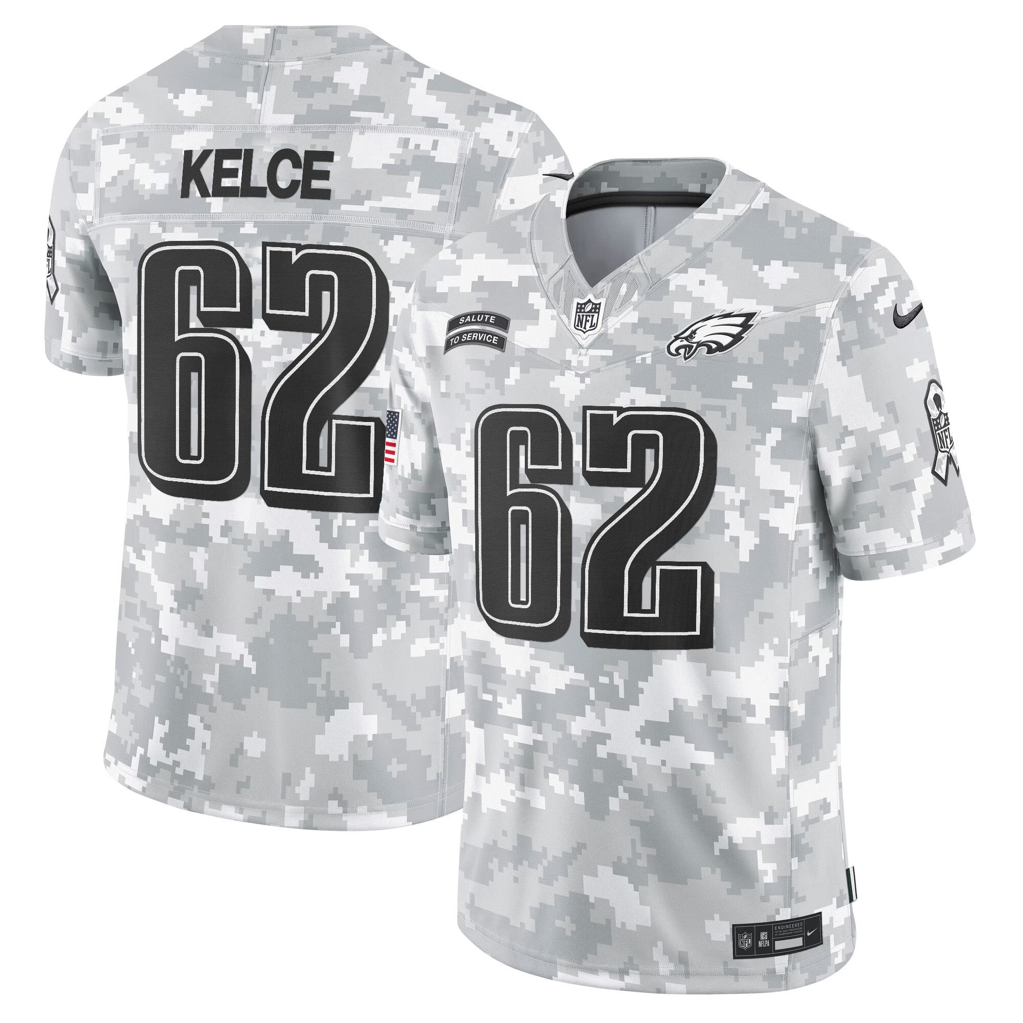 Philadelphia Eagles 2024 Salute to Service Vapor Limited Jersey - Arctic Camo - All Stitched