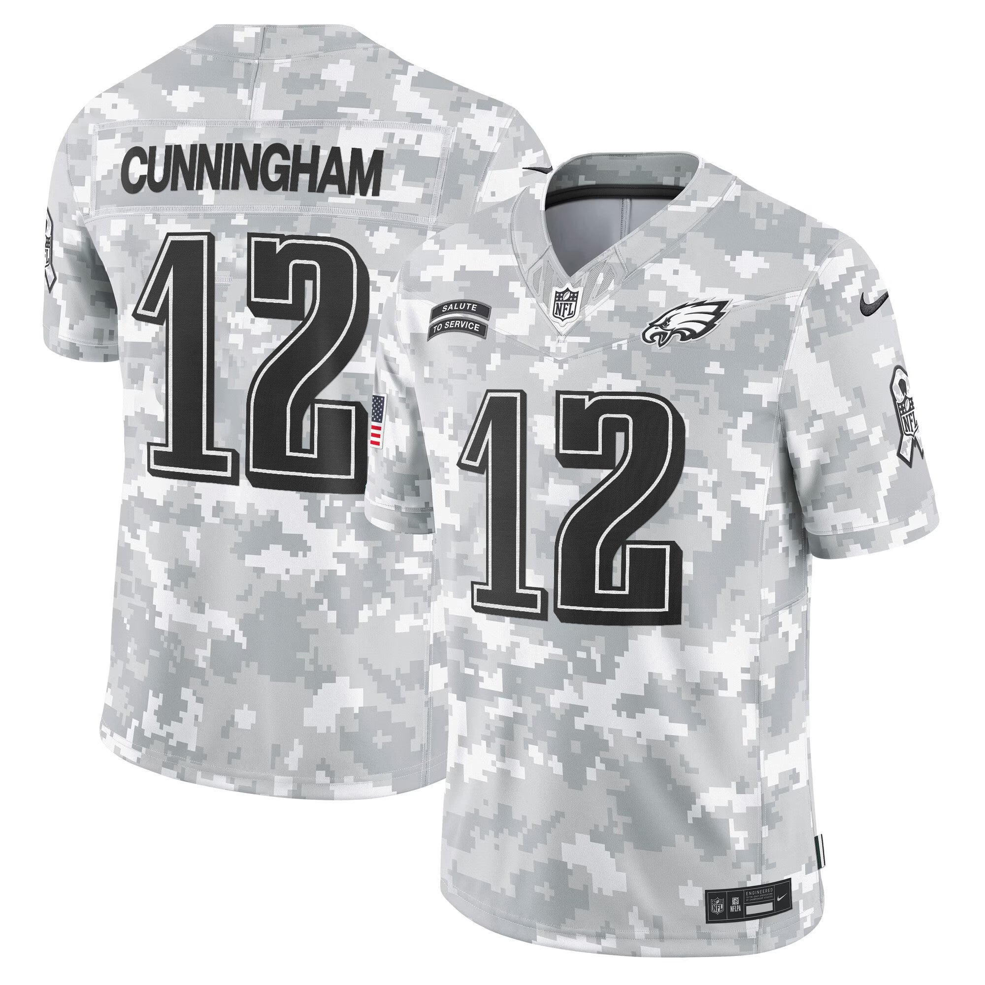 Philadelphia Eagles 2024 Salute to Service Vapor Limited Jersey - Arctic Camo - All Stitched