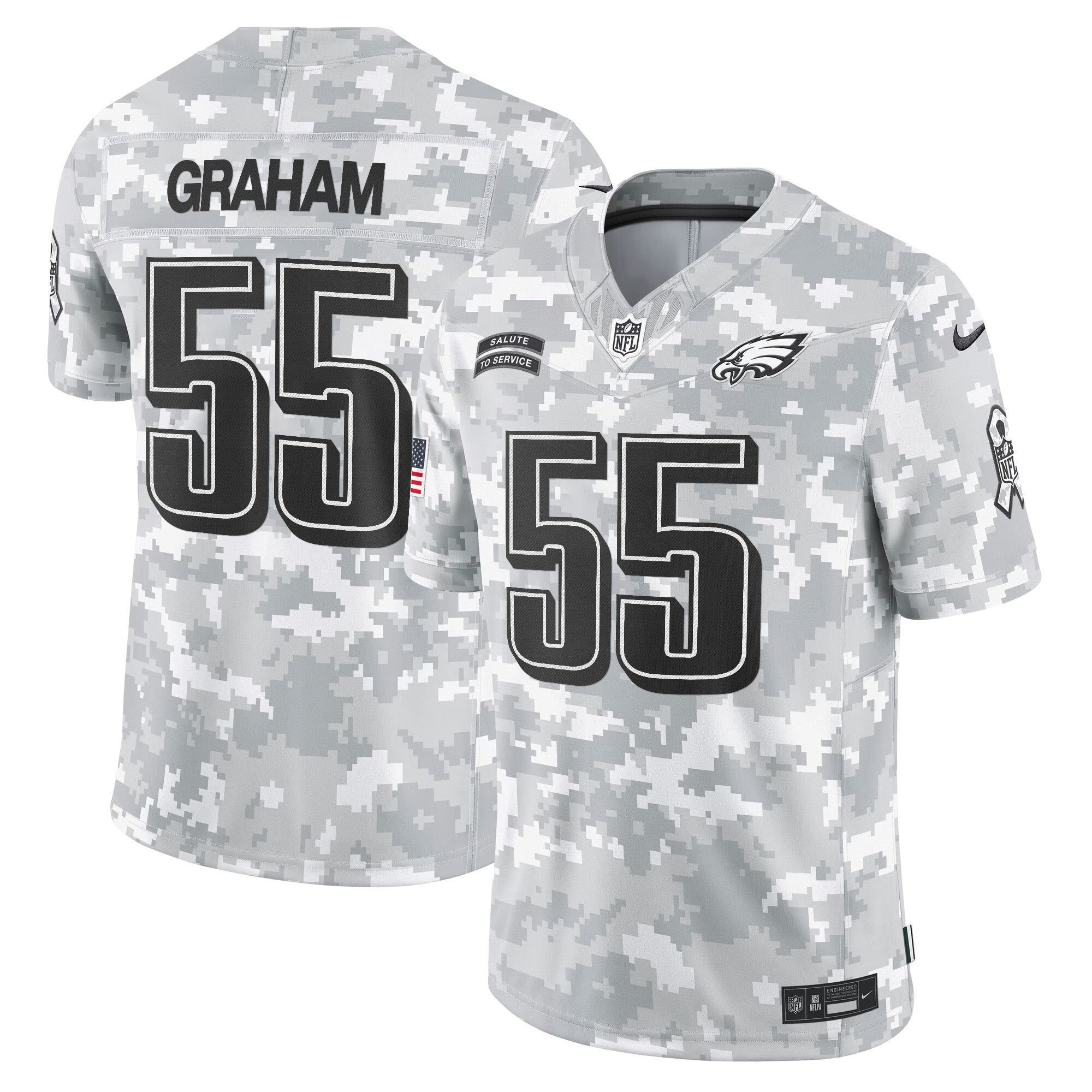 Philadelphia Eagles 2024 Salute to Service Vapor Limited Jersey - Arctic Camo - All Stitched