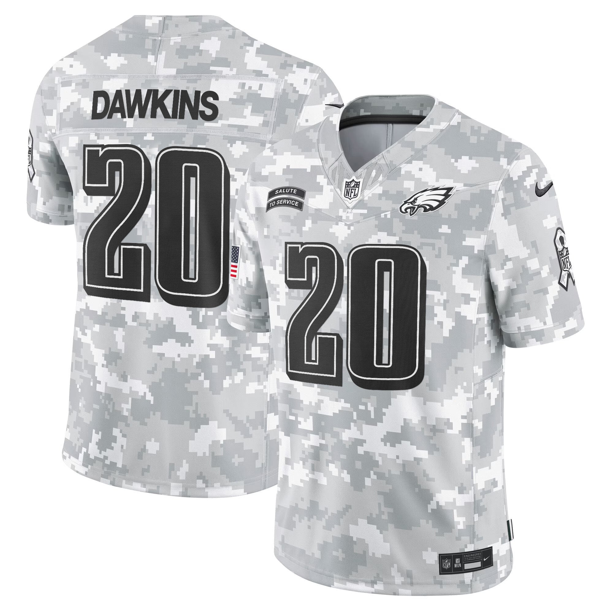 Philadelphia Eagles 2024 Salute to Service Vapor Limited Jersey - Arctic Camo - All Stitched