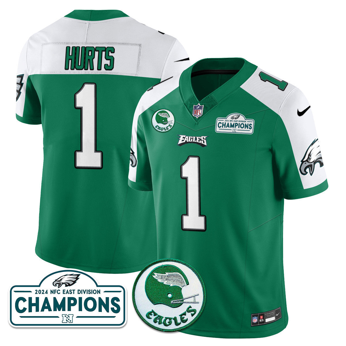 Men's Philadelphia Eagles 2024 NFC East Division Champions Jersey N2 - All Stitched