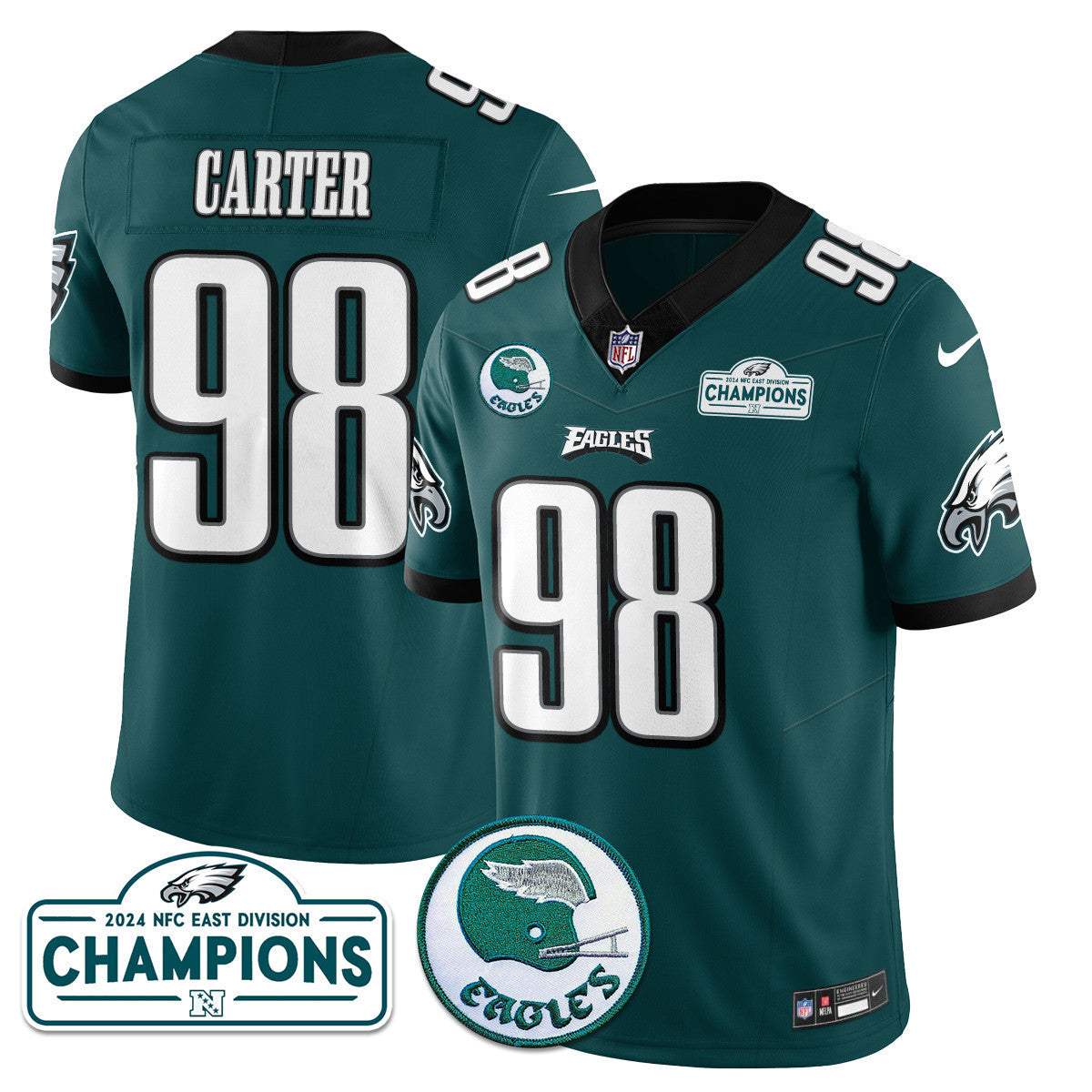 Men's Philadelphia Eagles 2024 NFC East Division Champions Jersey N2 - All Stitched
