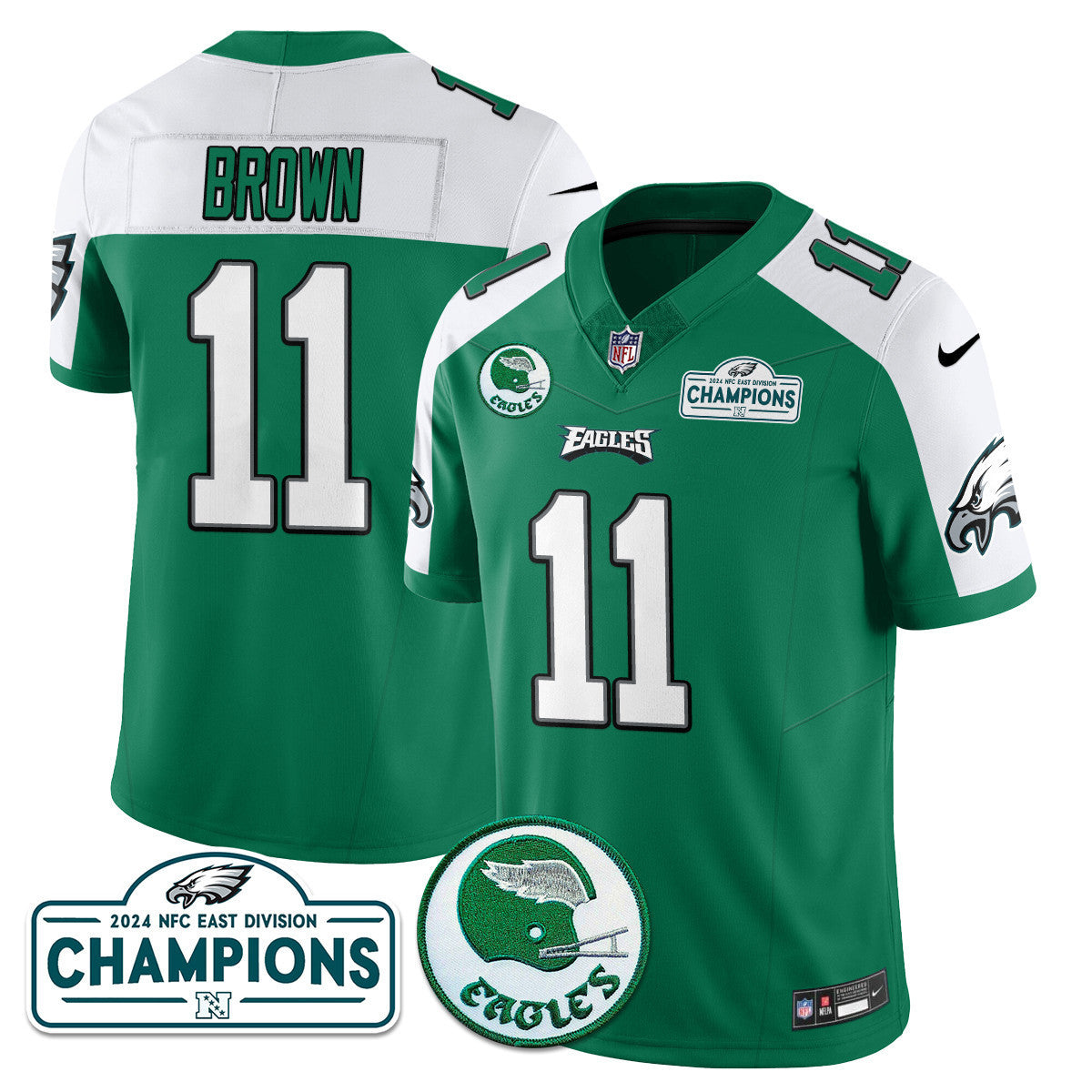 Men's Philadelphia Eagles 2024 NFC East Division Champions Jersey N2 - All Stitched