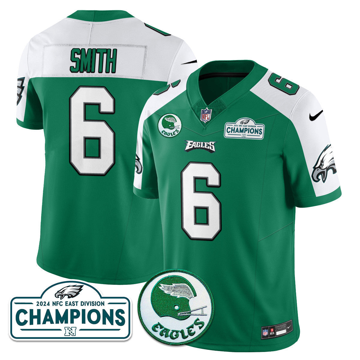 Men's Philadelphia Eagles 2024 NFC East Division Champions Jersey N2 - All Stitched