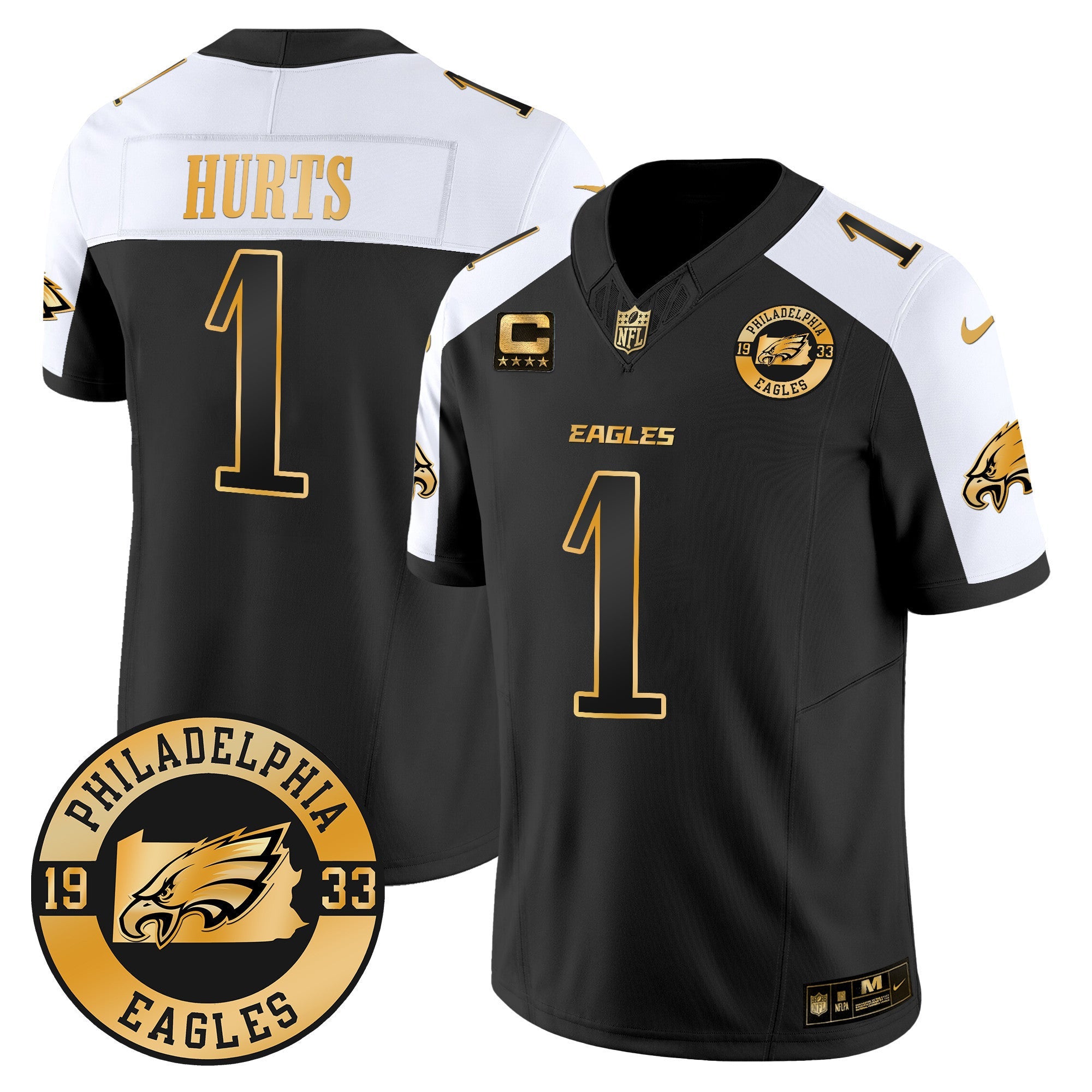Men's Eagles 2024 Gold Vapor Limited Jersey - Est. 1933 Patch - All Stitched