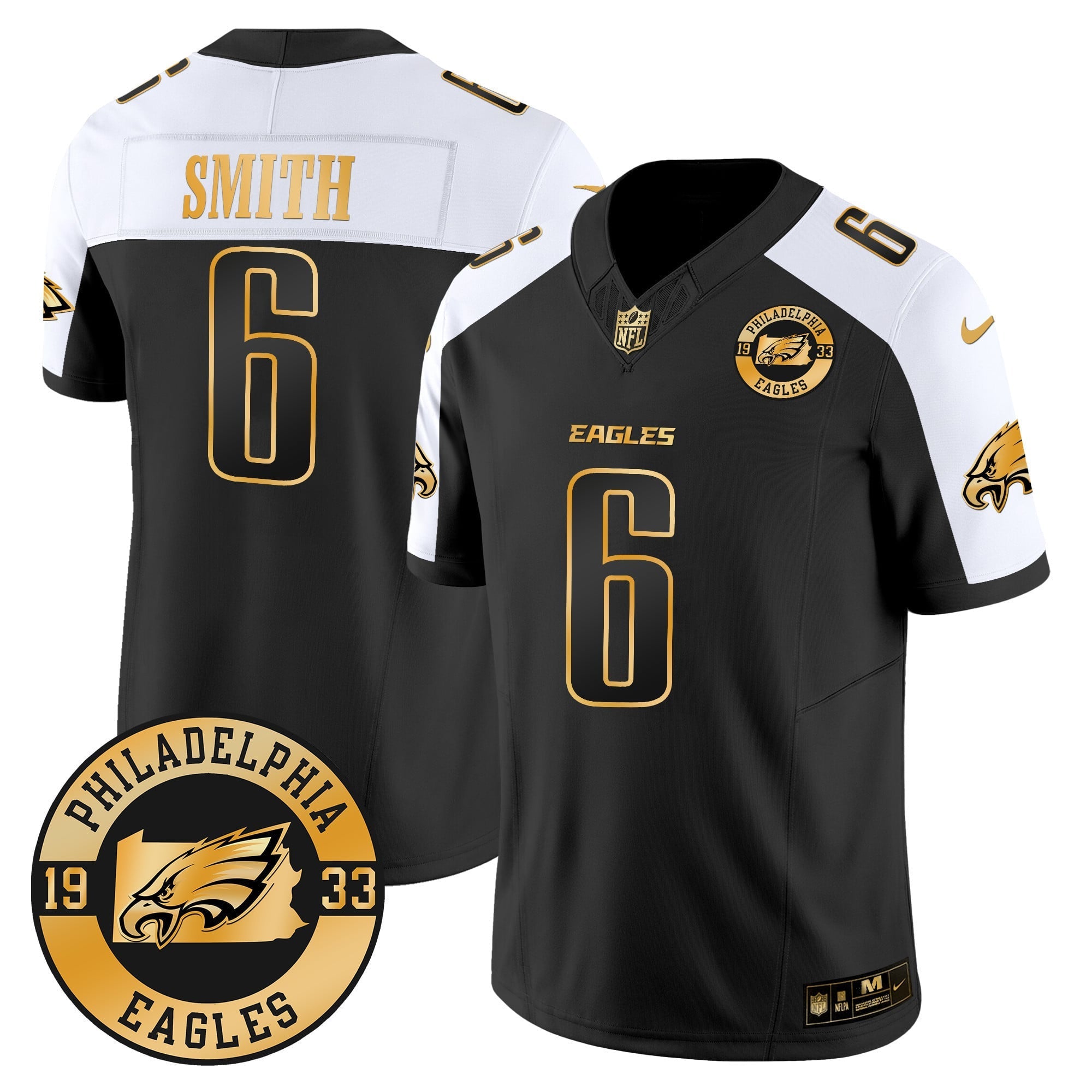 Men's Eagles 2024 Gold Vapor Limited Jersey - Est. 1933 Patch - All Stitched