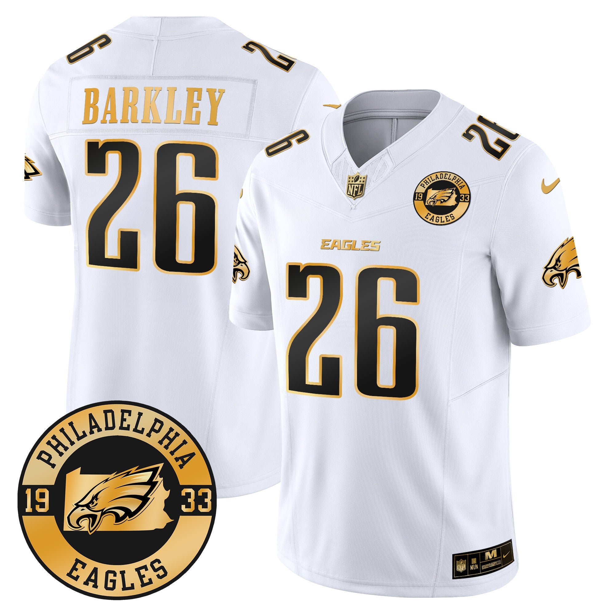 Men's Eagles 2024 Gold Vapor Limited Jersey - Est. 1933 Patch - All Stitched