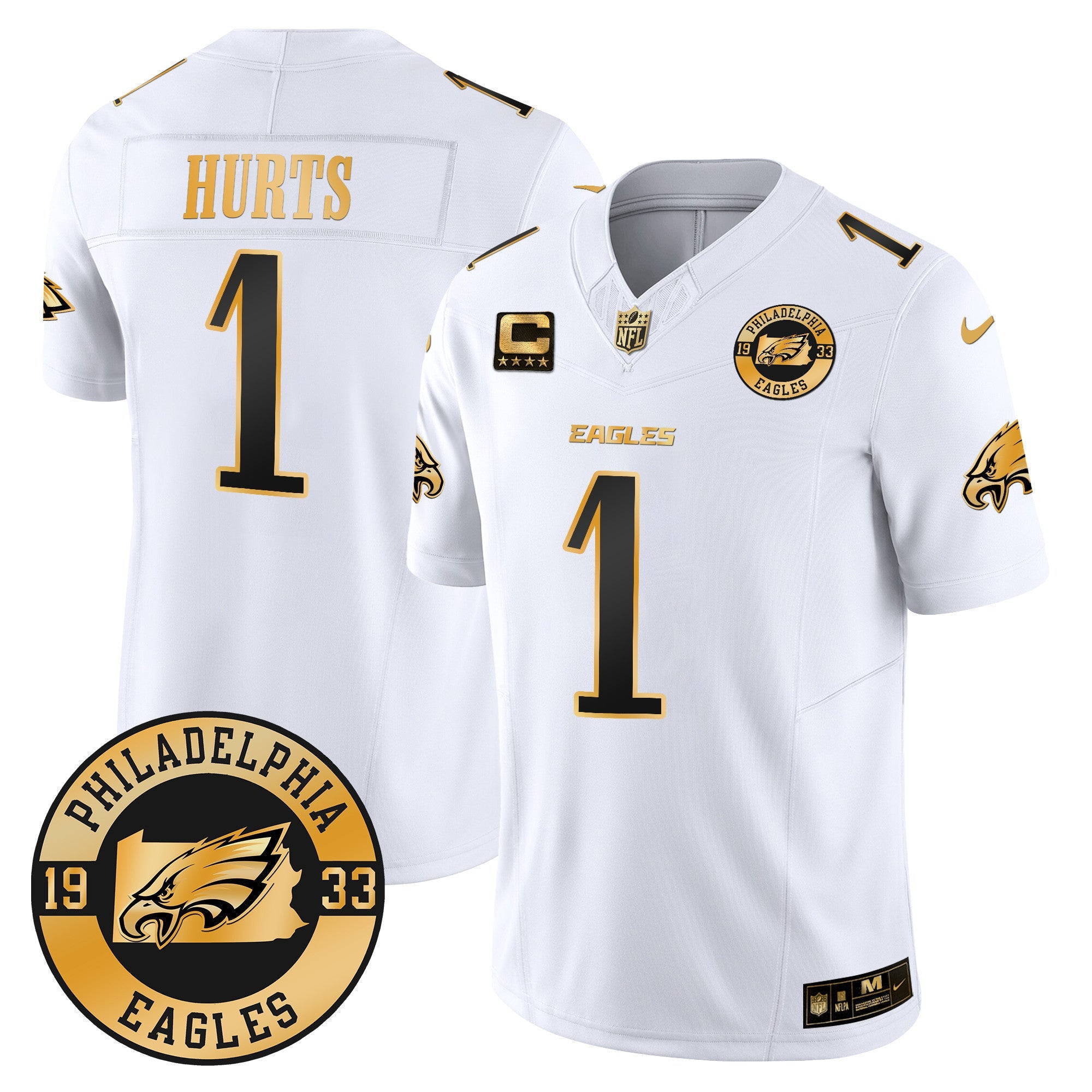 Men's Eagles 2024 Gold Vapor Limited Jersey - Est. 1933 Patch - All Stitched