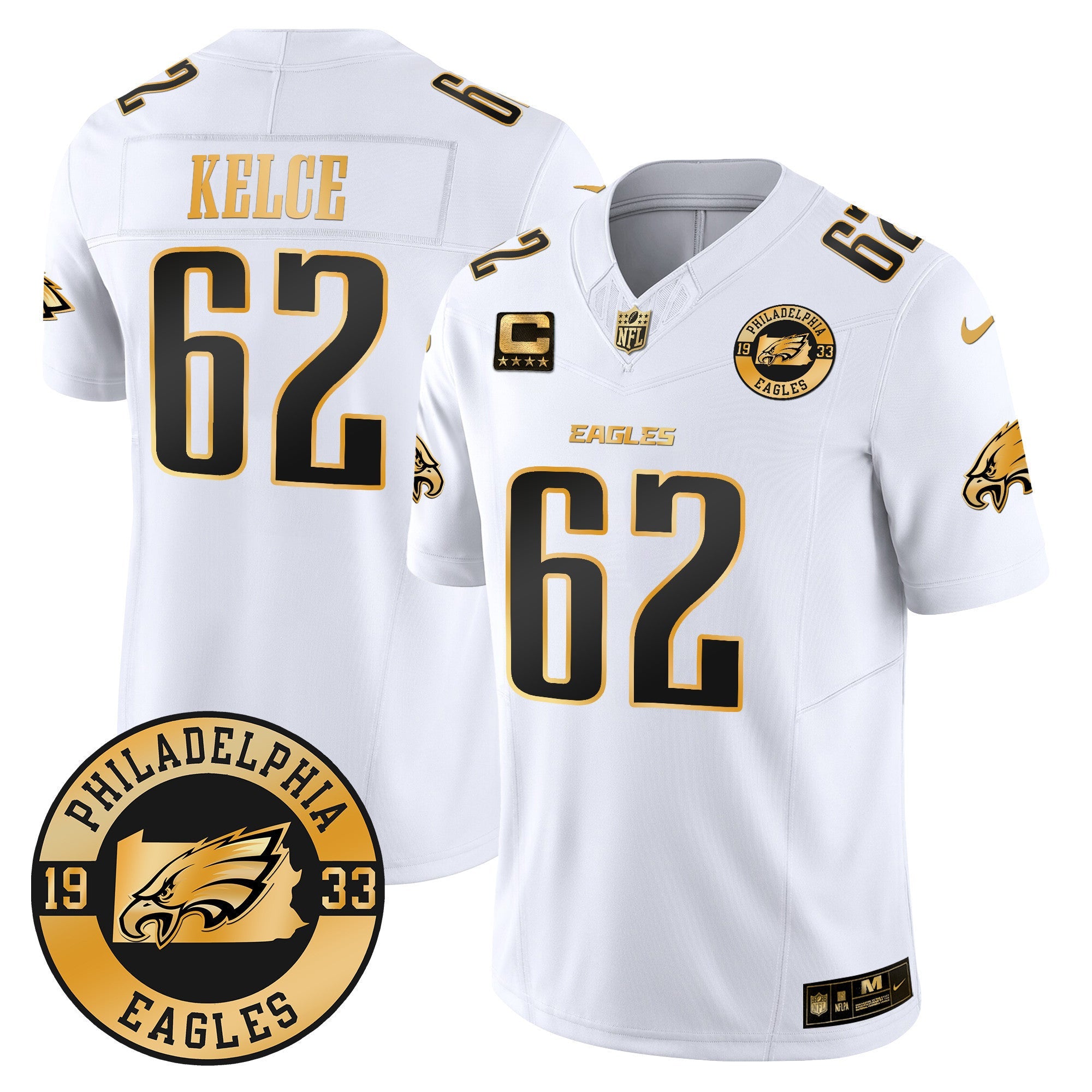 Men's Eagles 2024 Gold Vapor Limited Jersey - Est. 1933 Patch - All Stitched