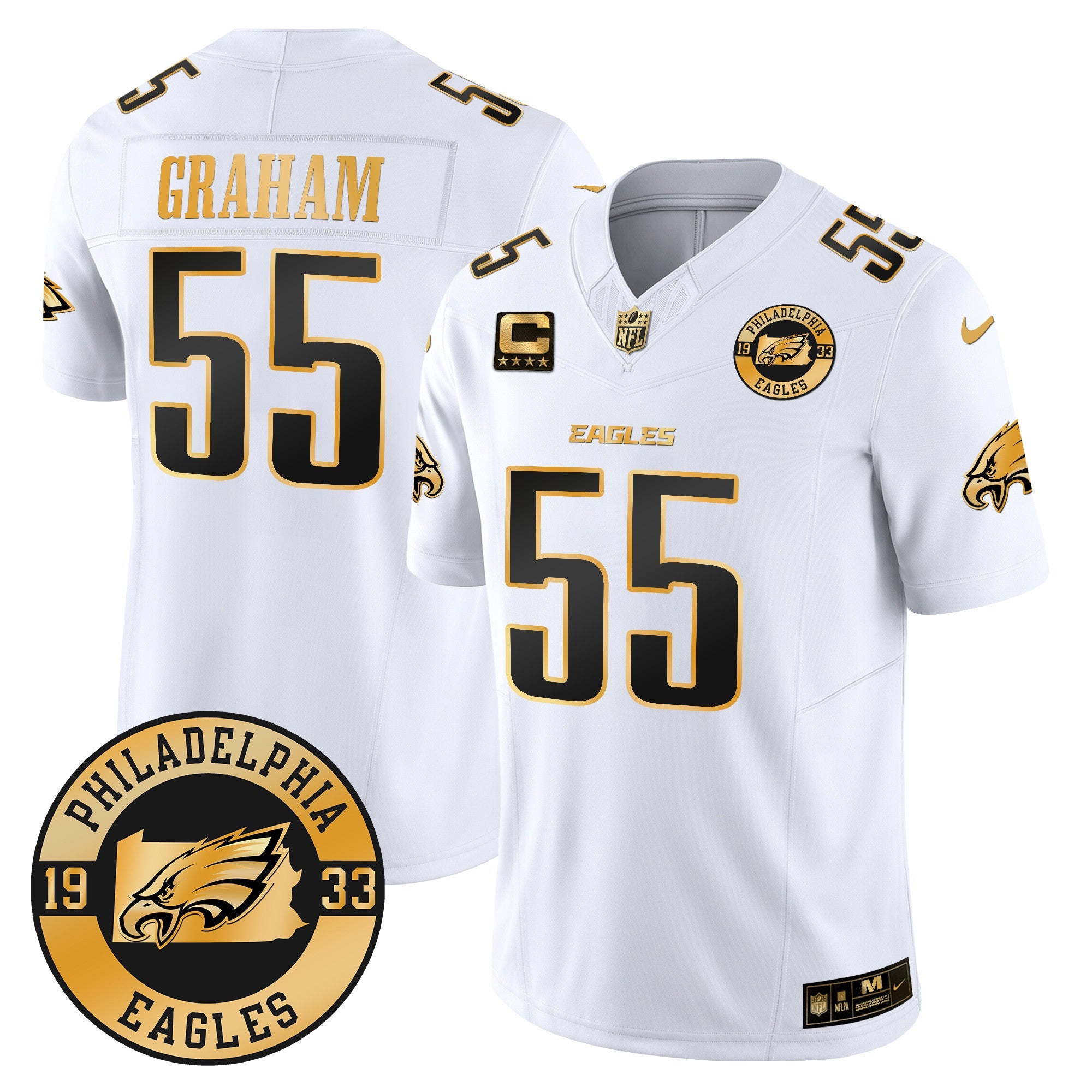 Men's Eagles 2024 Gold Vapor Limited Jersey - Est. 1933 Patch - All Stitched