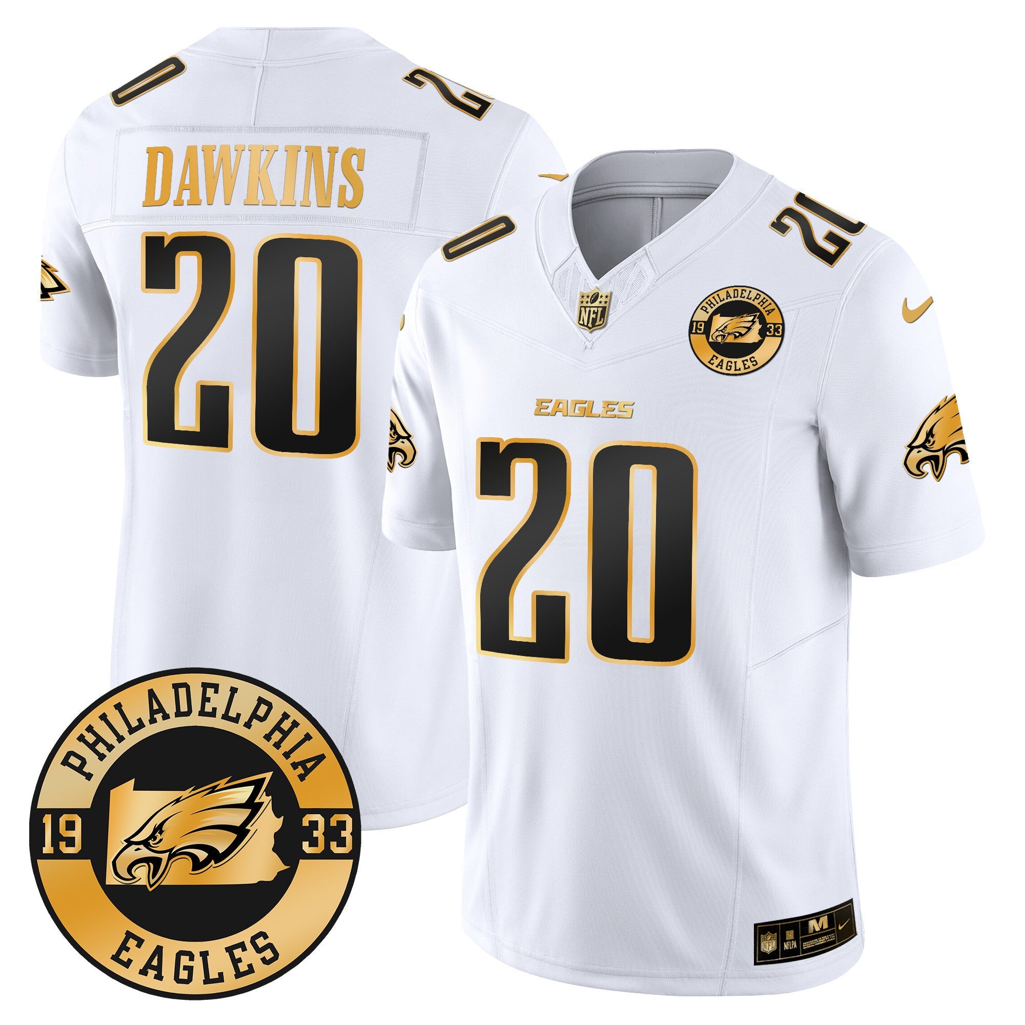 Men's Eagles 2024 Gold Vapor Limited Jersey - Est. 1933 Patch - All Stitched