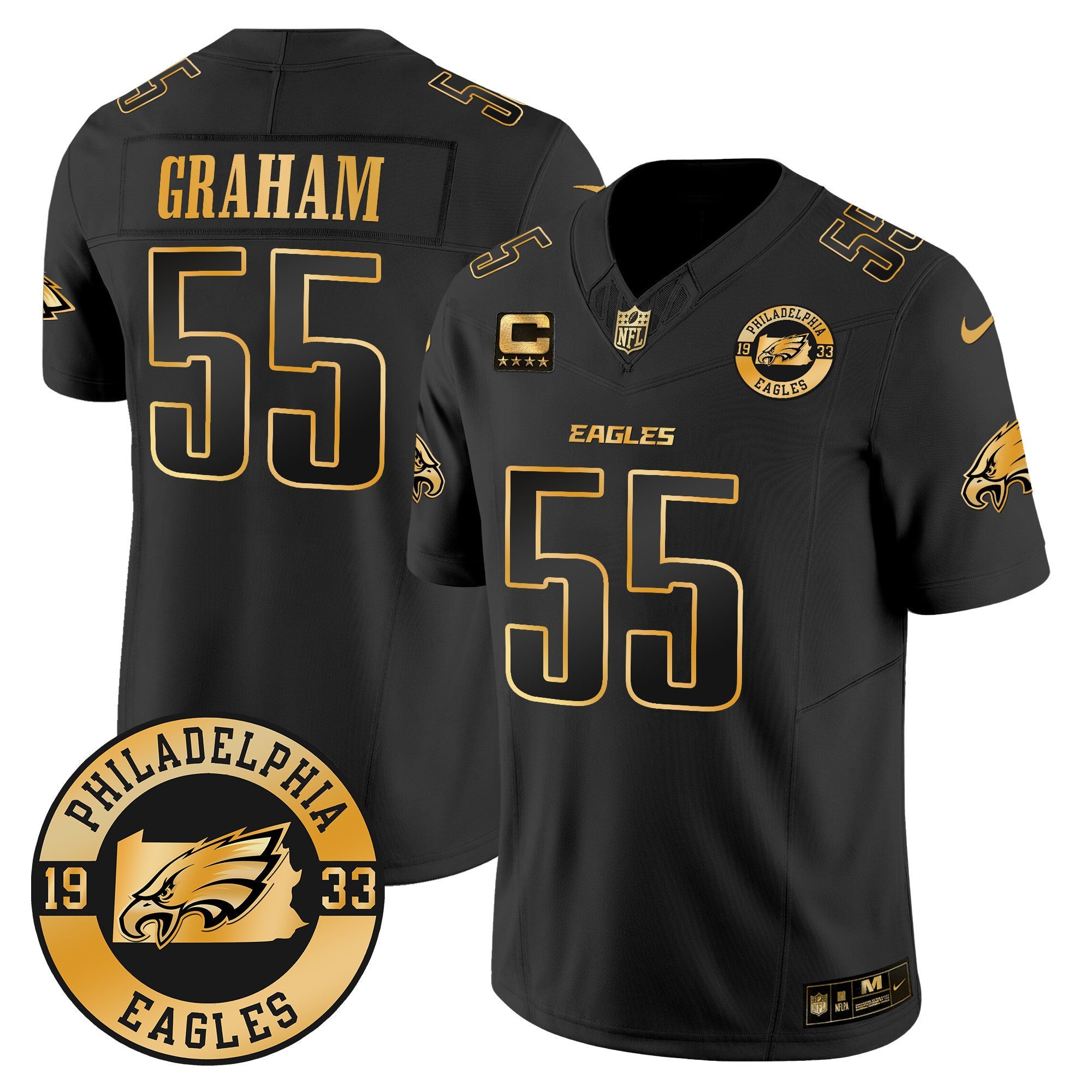 Men's Eagles 2024 Gold Vapor Limited Jersey - Est. 1933 Patch - All Stitched