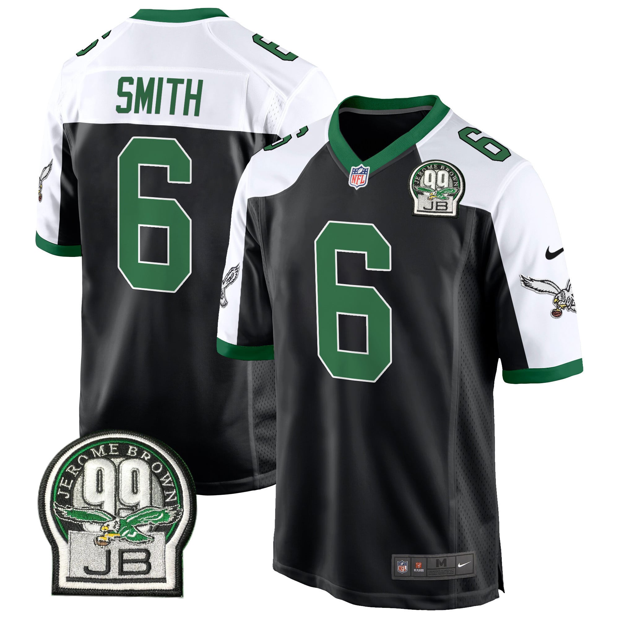 Men's Eagles Jerome Brown Patch Kelly Green Alternate Game Jersey - All Stitched