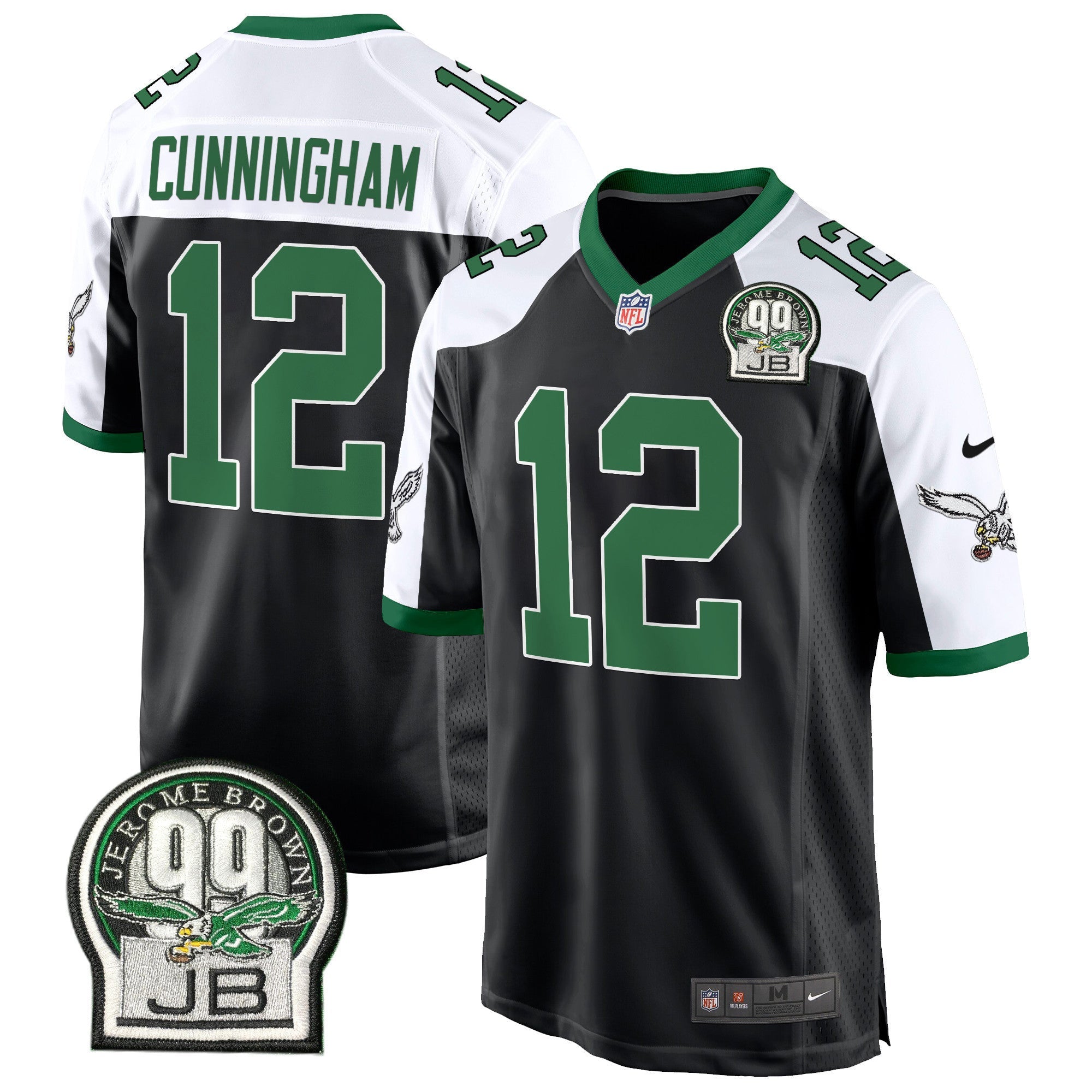 Men's Eagles Jerome Brown Patch Kelly Green Alternate Game Jersey - All Stitched