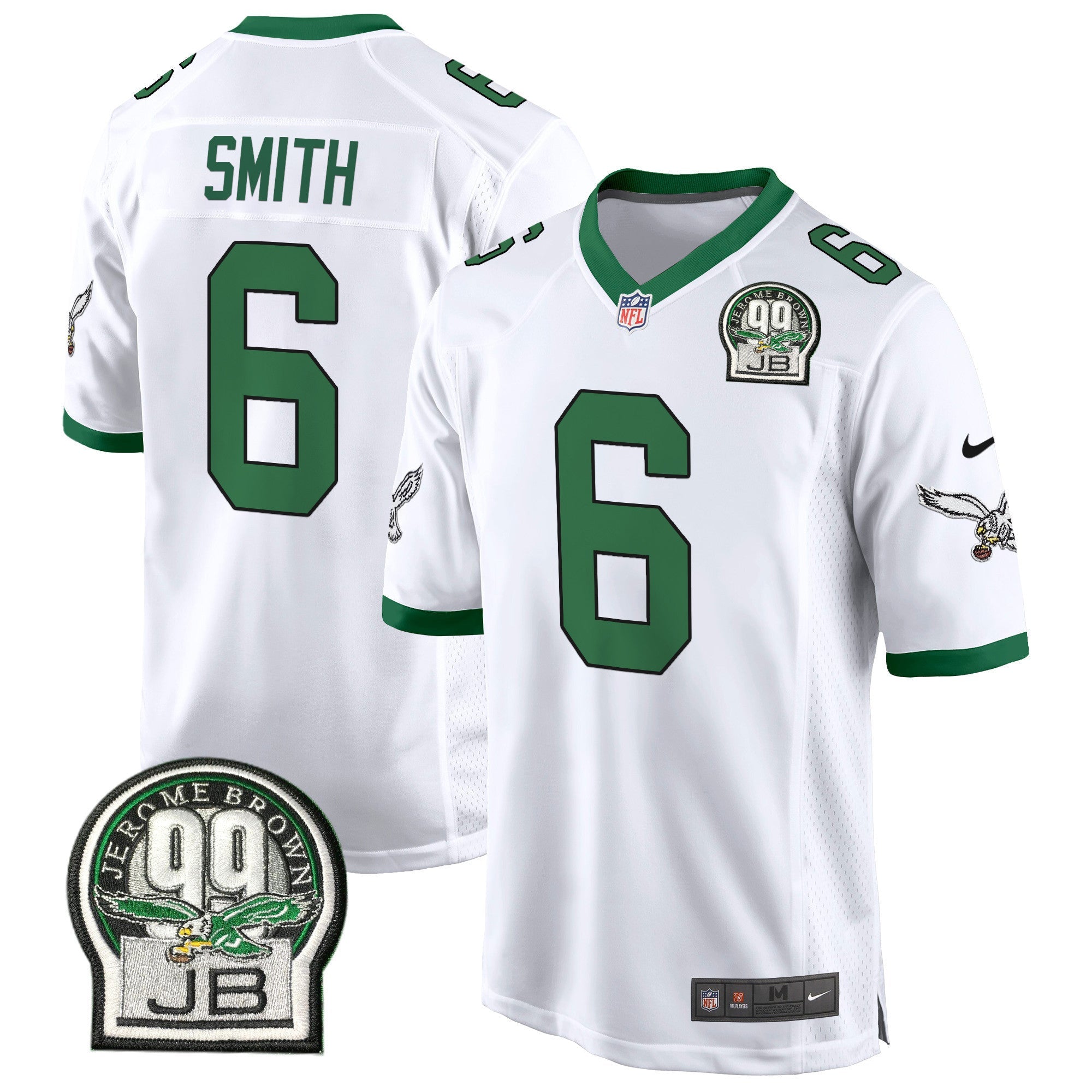 Men's Eagles Jerome Brown Patch Kelly Green Alternate Game Jersey - All Stitched