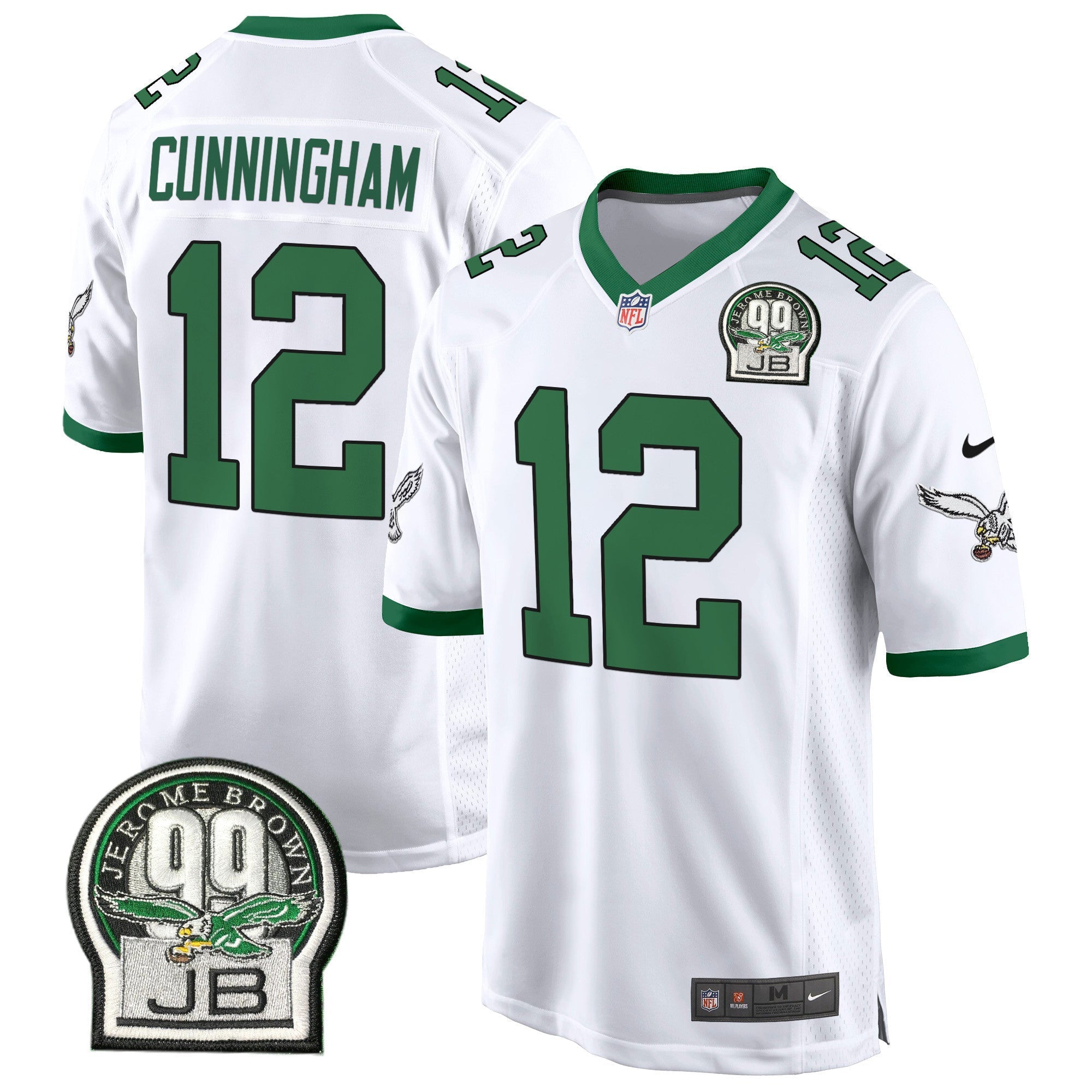 Men's Eagles Jerome Brown Patch Kelly Green Alternate Game Jersey - All Stitched
