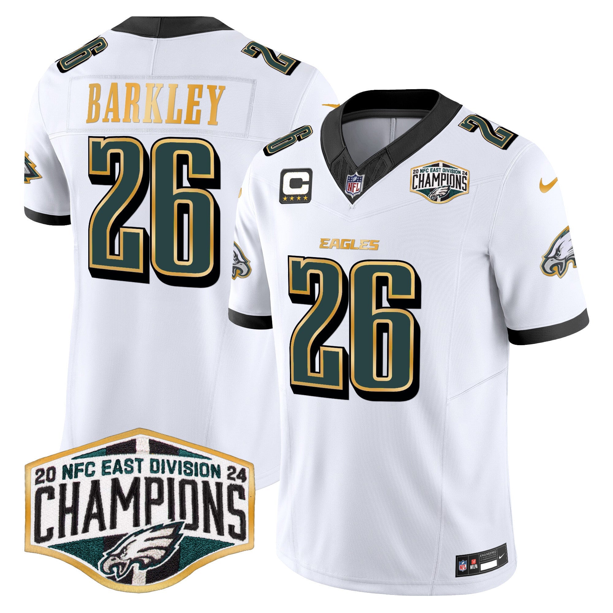 Men's Eagles 2024 NFC East Division Champions Gold Trim Vapor Limited Jersey - All Stitched