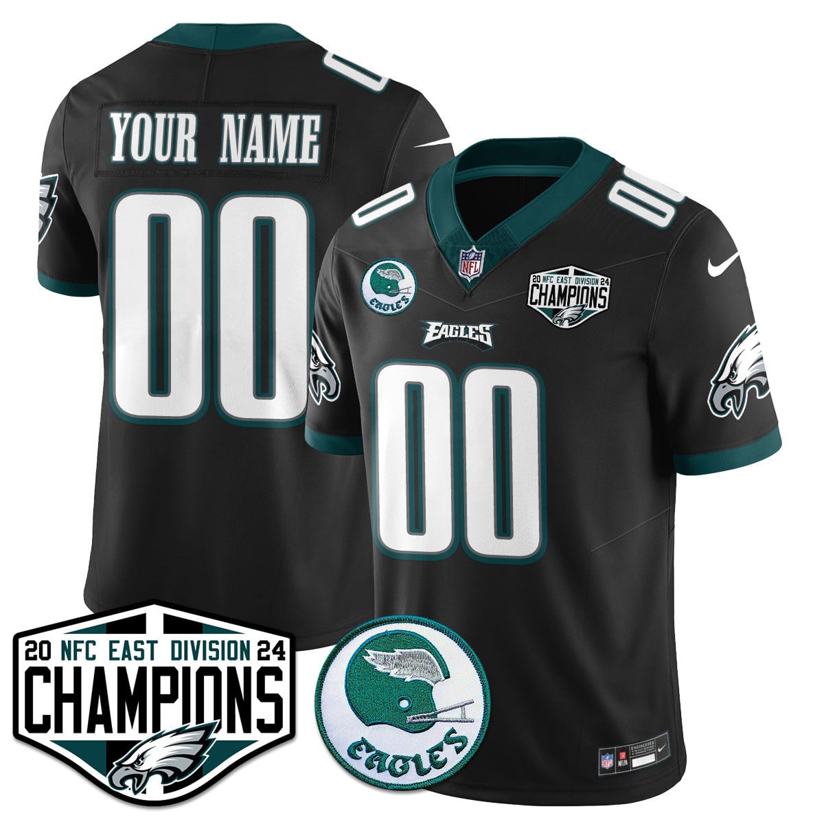 Custom Philadelphia Eagles 2024 NFC East Division Champions Jersey - All Stitched