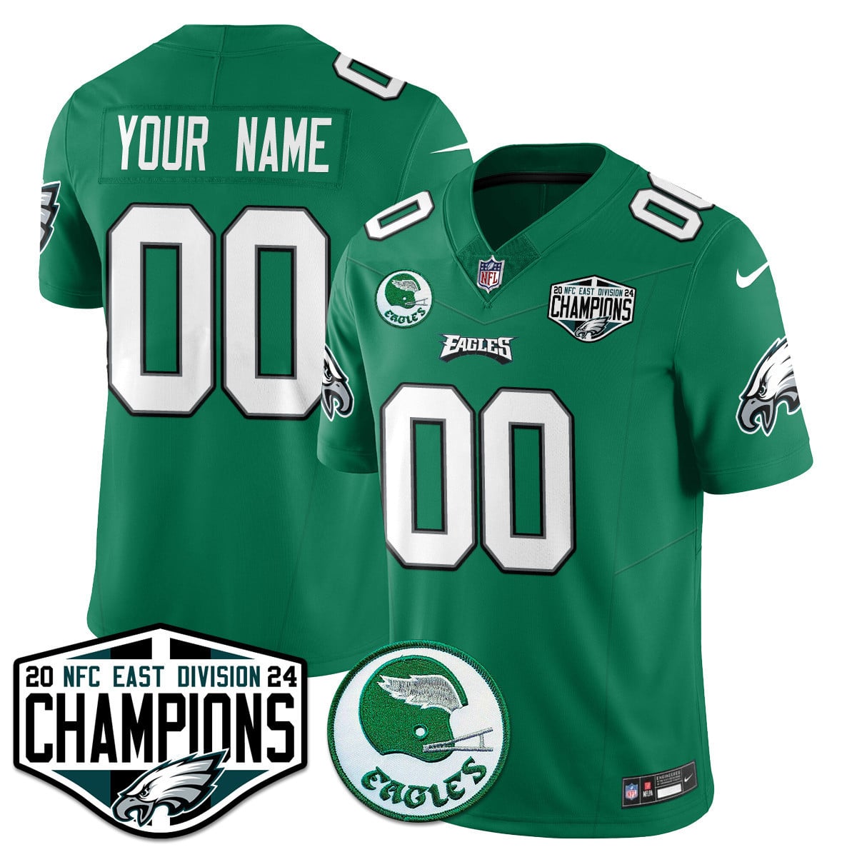 Custom Philadelphia Eagles 2024 NFC East Division Champions Jersey - All Stitched