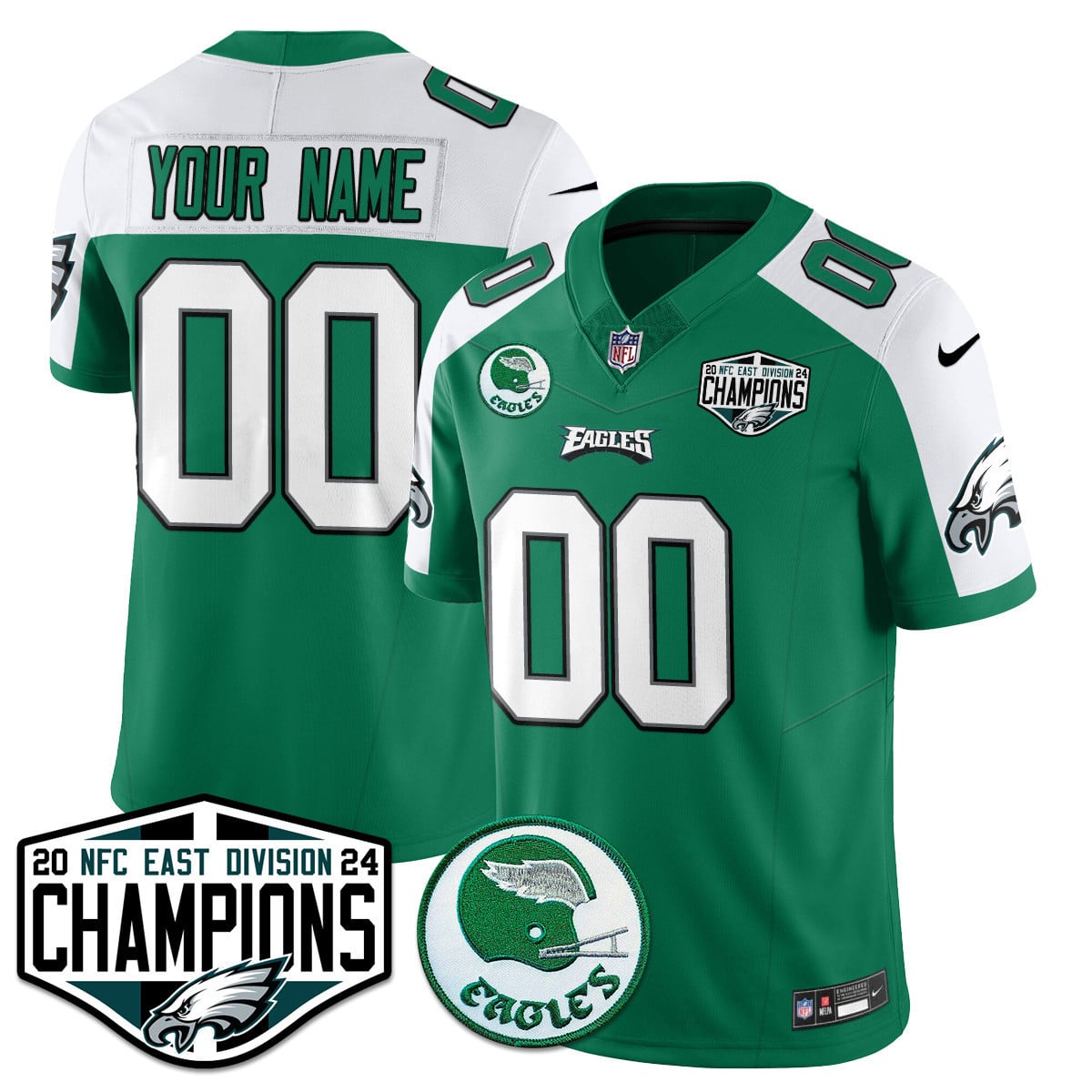 Custom Philadelphia Eagles 2024 NFC East Division Champions Jersey - All Stitched