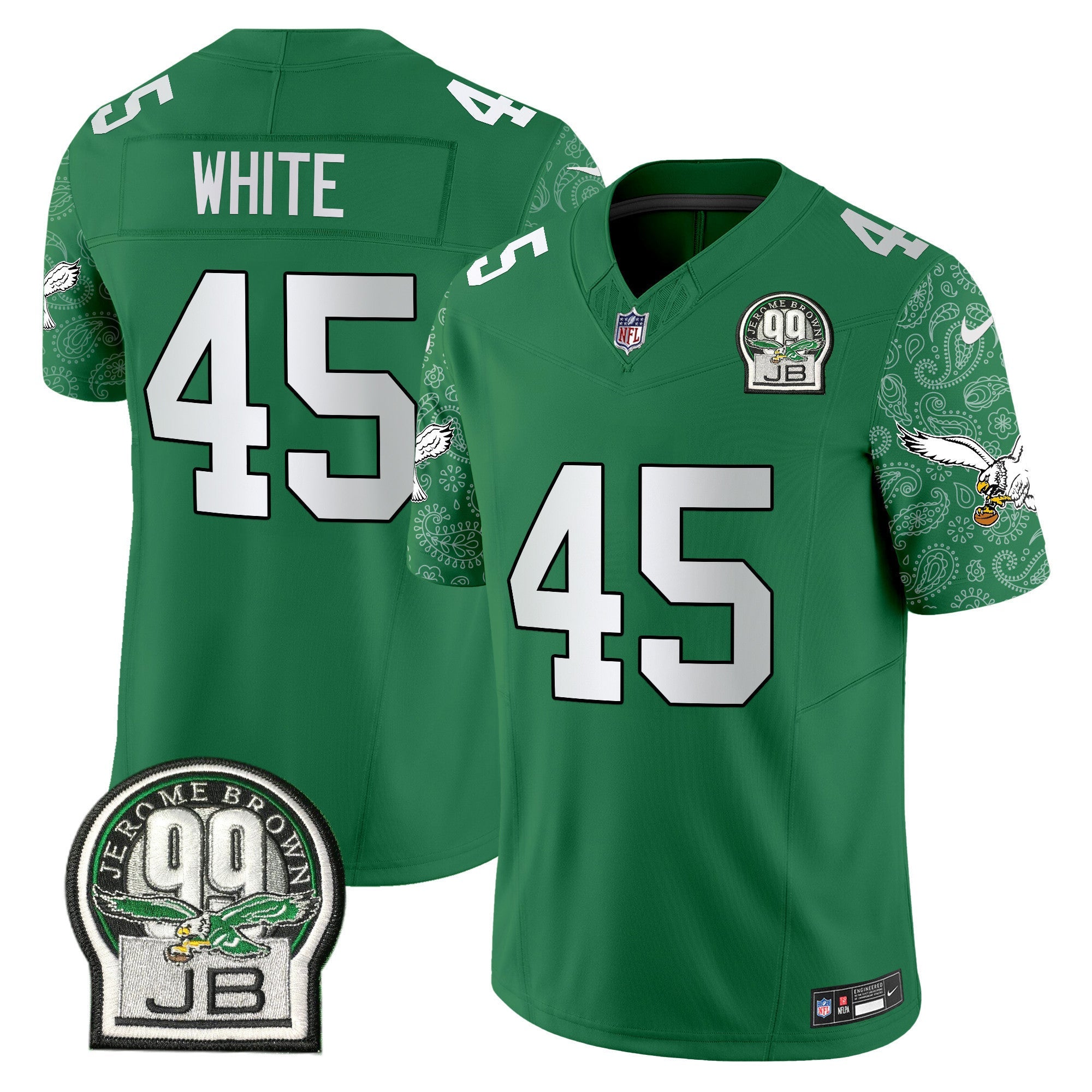 Men's Eagles Kelly Green Vapor Limited Jersey V4 - All Stitched