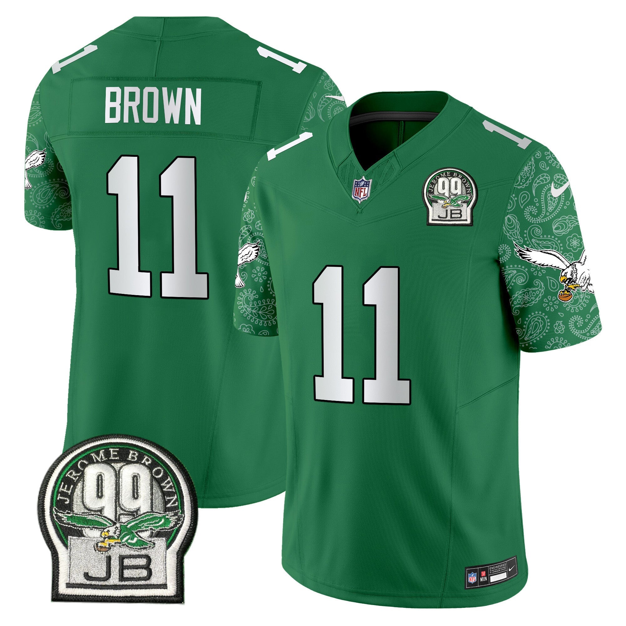 Men's Eagles Kelly Green Vapor Limited Jersey V4 - All Stitched