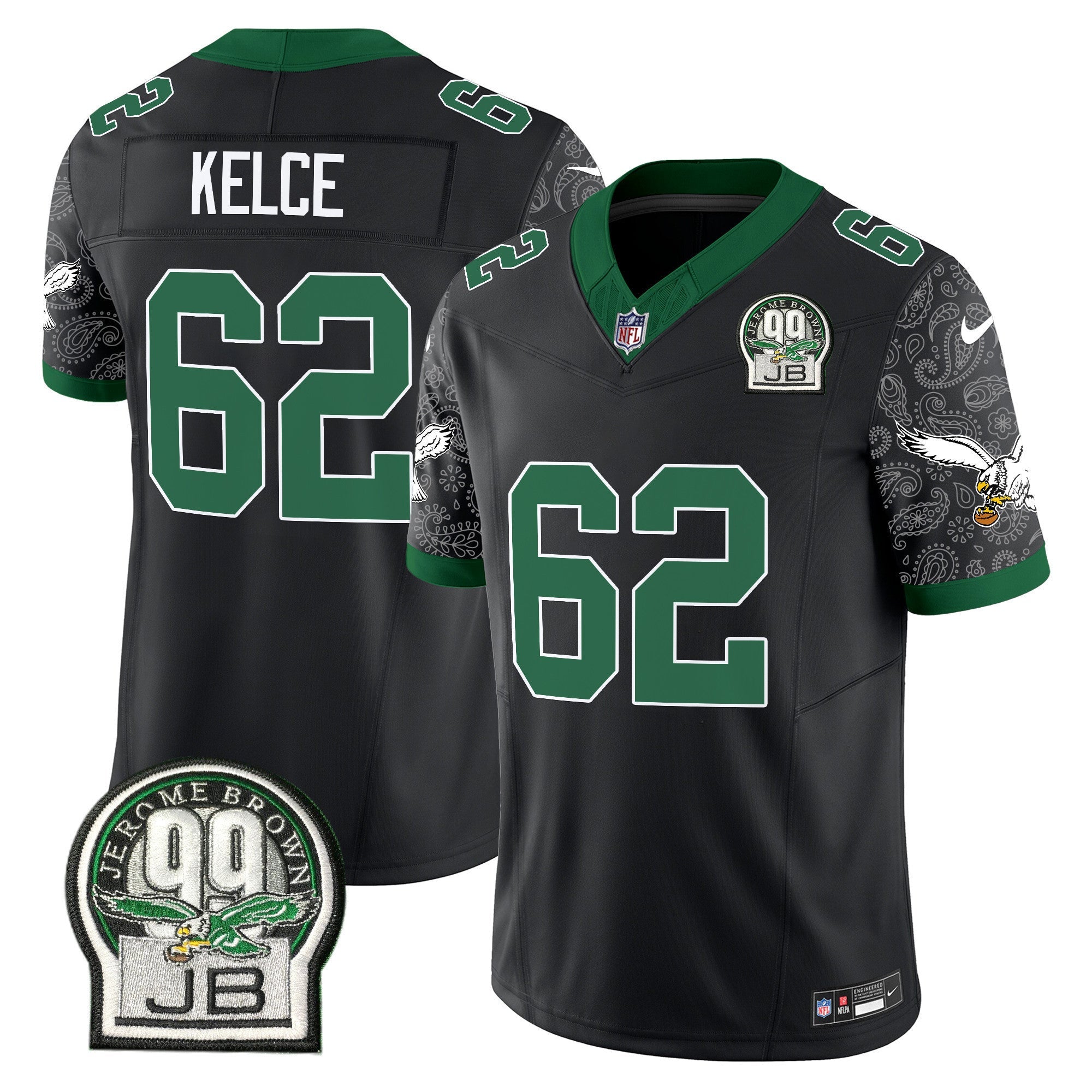 Men's Eagles Kelly Green Vapor Limited Jersey V4 - All Stitched
