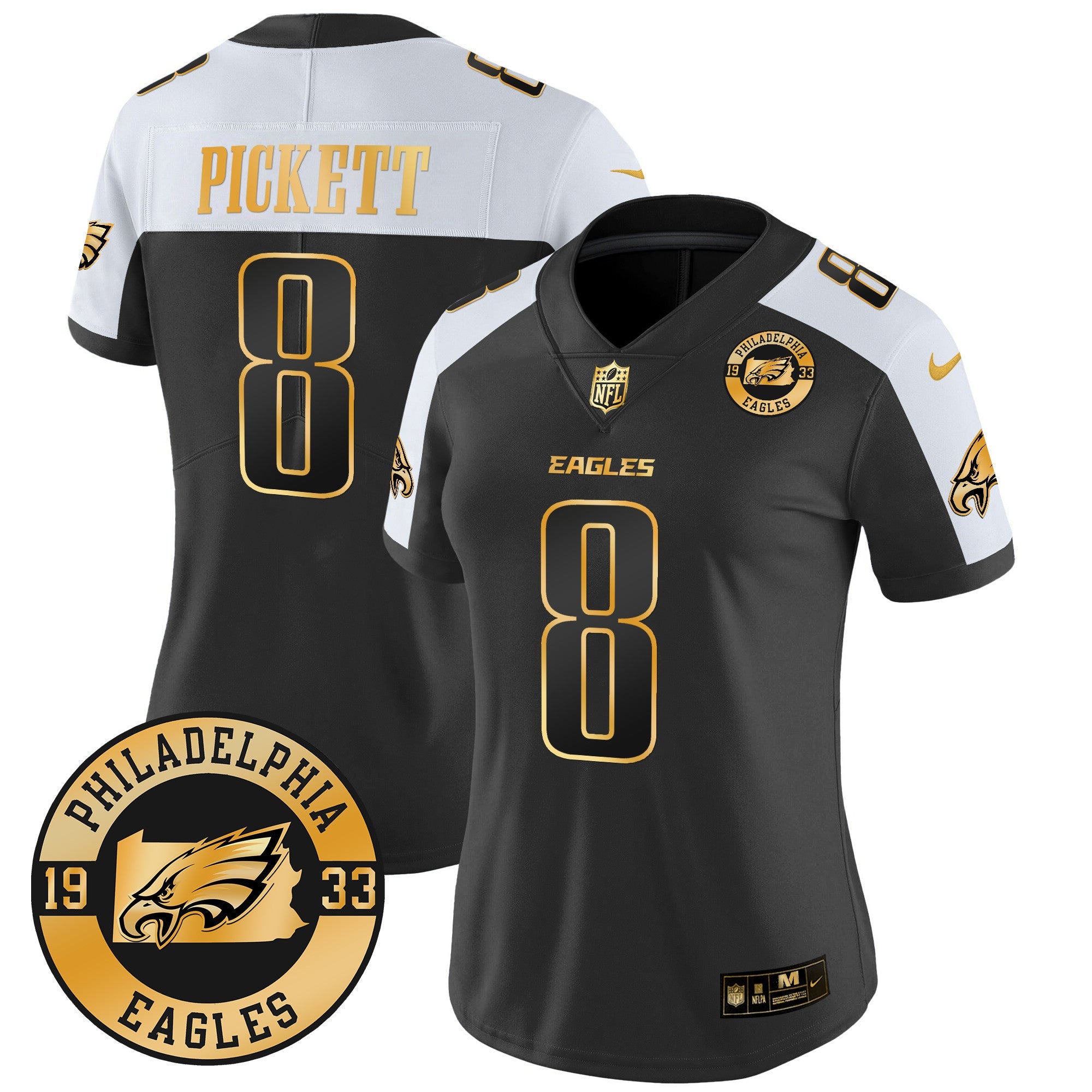 Women's Eagles 2024 Gold Vapor Limited Jersey - Est. 1933 Patch - All Stitched