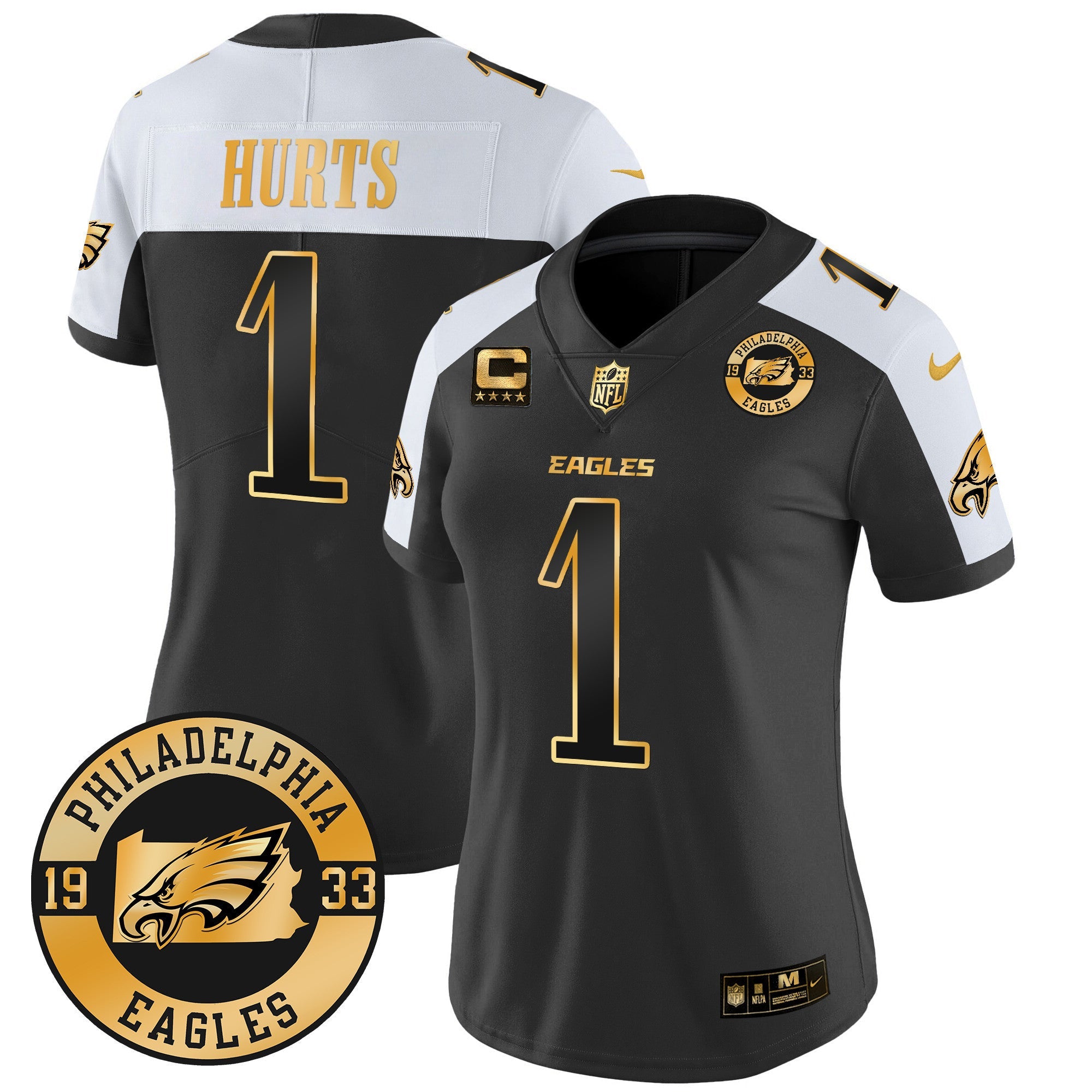 Women's Eagles 2024 Gold Vapor Limited Jersey - Est. 1933 Patch - All Stitched
