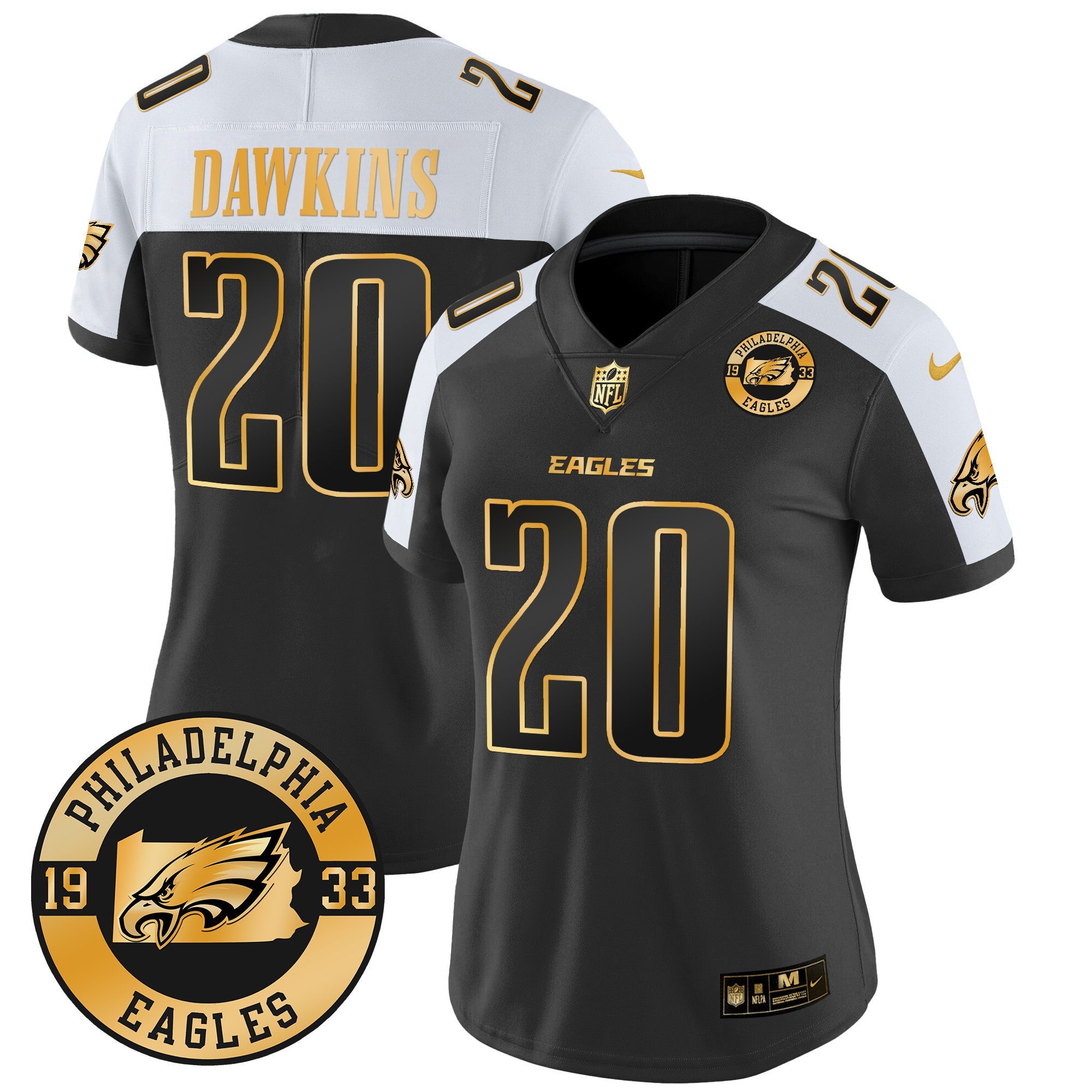 Women's Eagles 2024 Gold Vapor Limited Jersey - Est. 1933 Patch - All Stitched