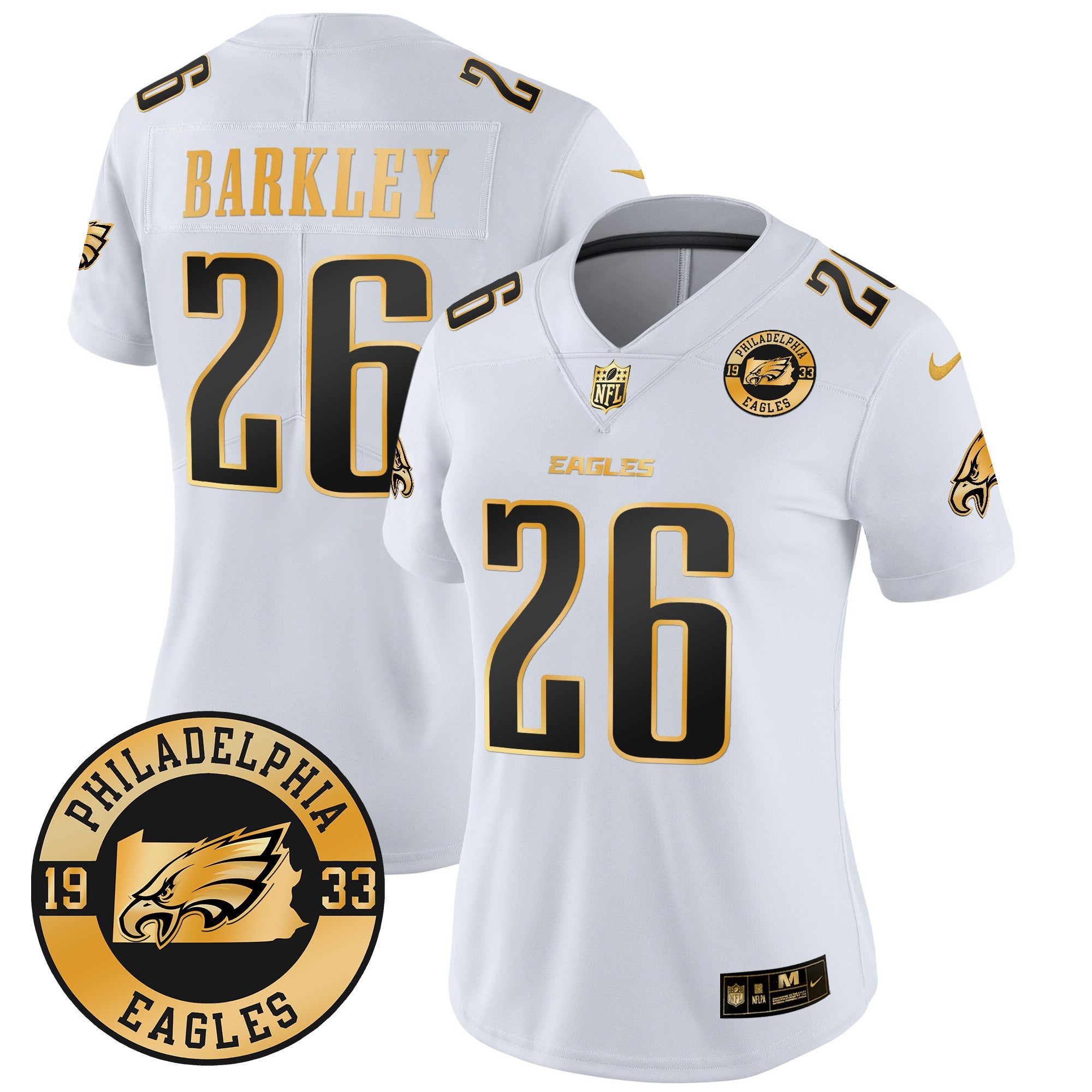 Women's Eagles 2024 Gold Vapor Limited Jersey - Est. 1933 Patch - All Stitched