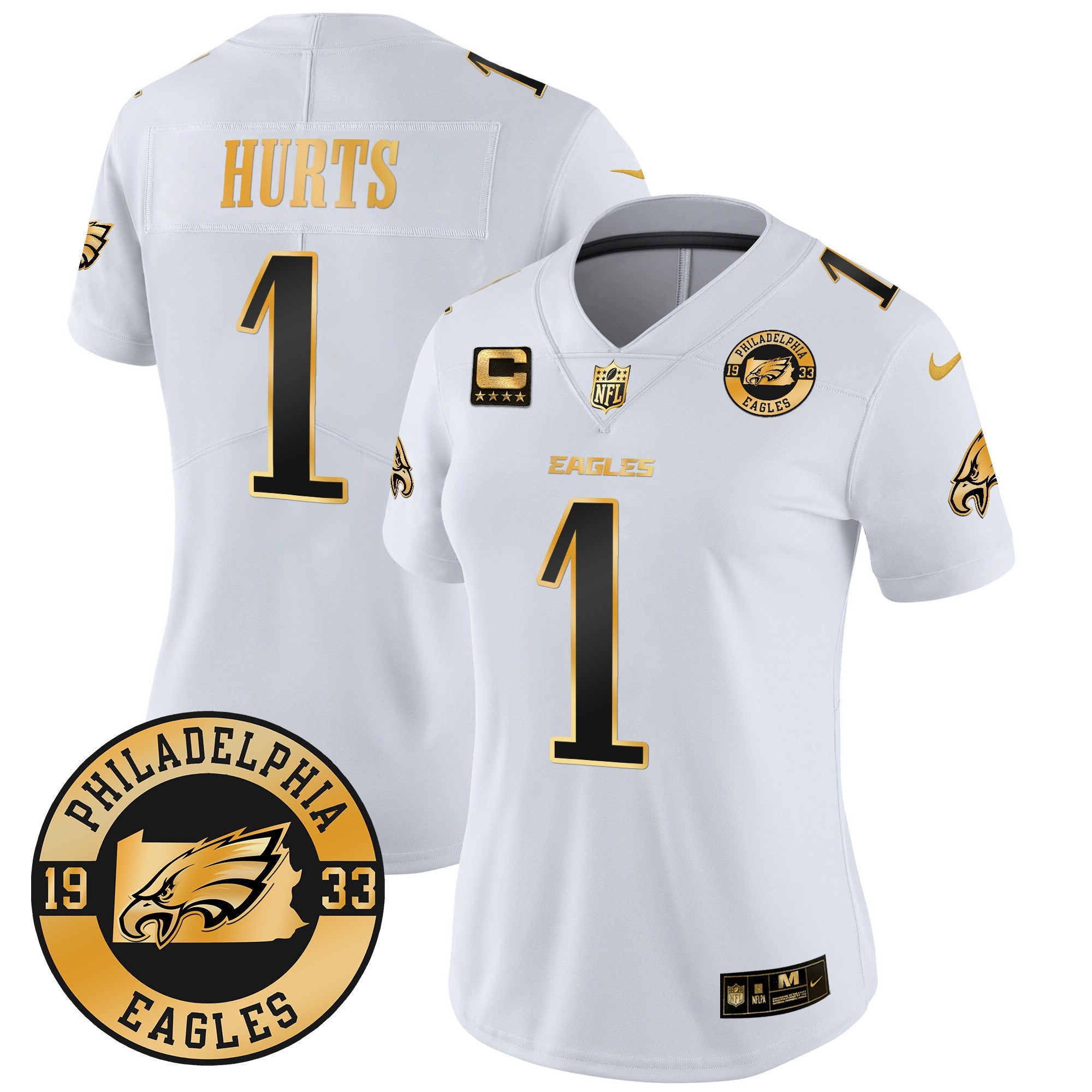 Women's Eagles 2024 Gold Vapor Limited Jersey - Est. 1933 Patch - All Stitched