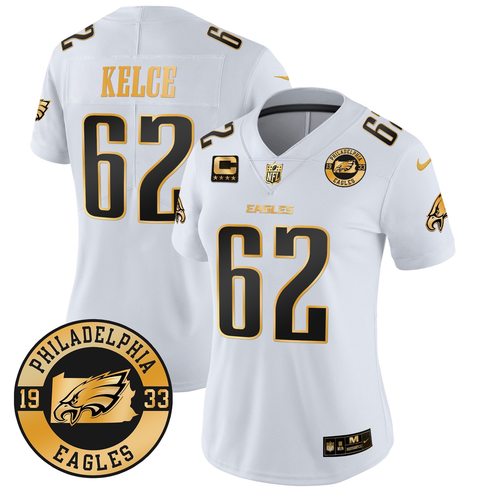 Women's Eagles 2024 Gold Vapor Limited Jersey - Est. 1933 Patch - All Stitched