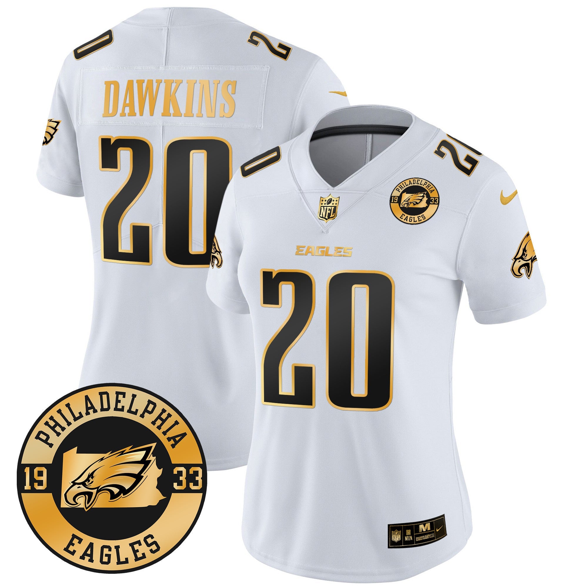 Women's Eagles 2024 Gold Vapor Limited Jersey - Est. 1933 Patch - All Stitched