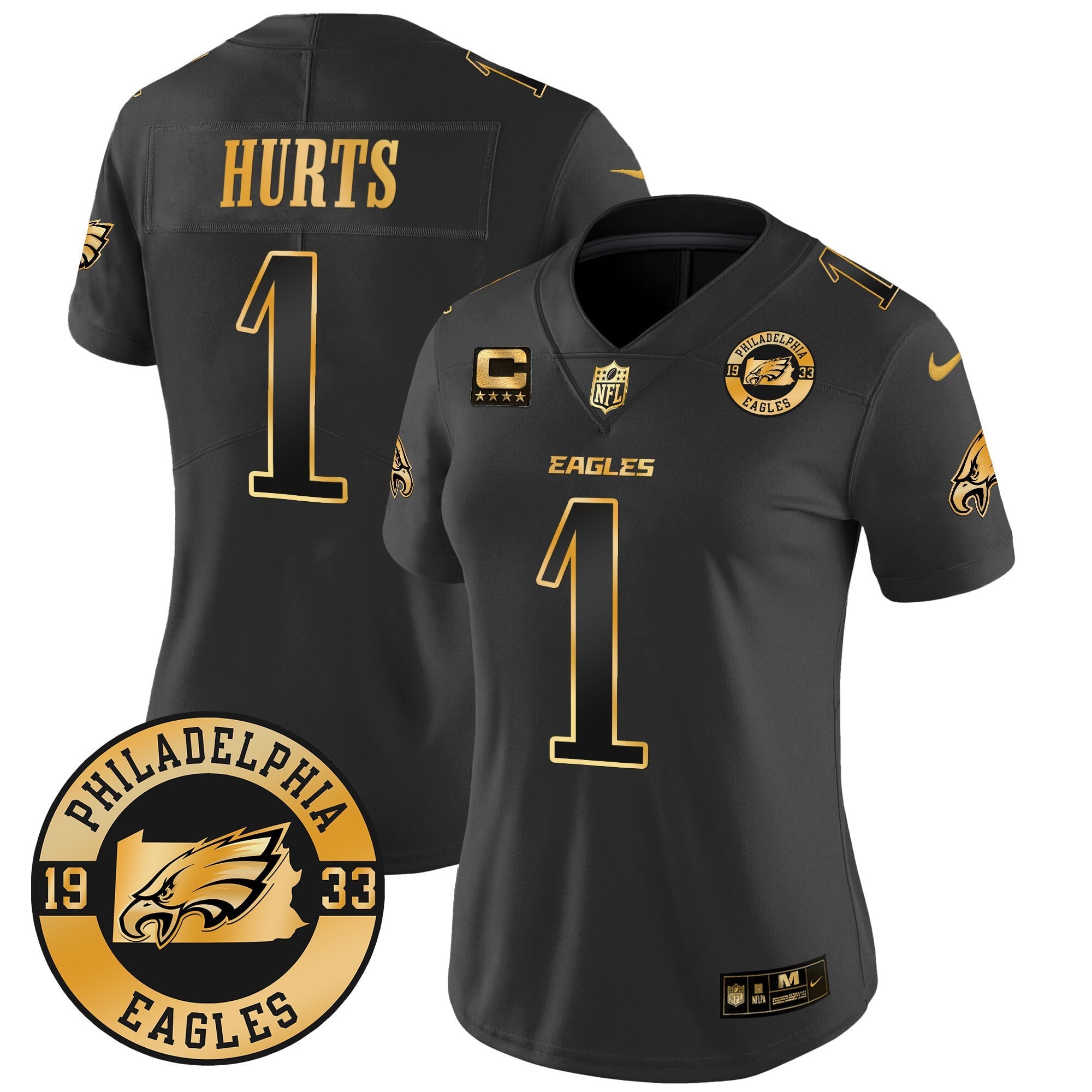 Women's Eagles 2024 Gold Vapor Limited Jersey - Est. 1933 Patch - All Stitched