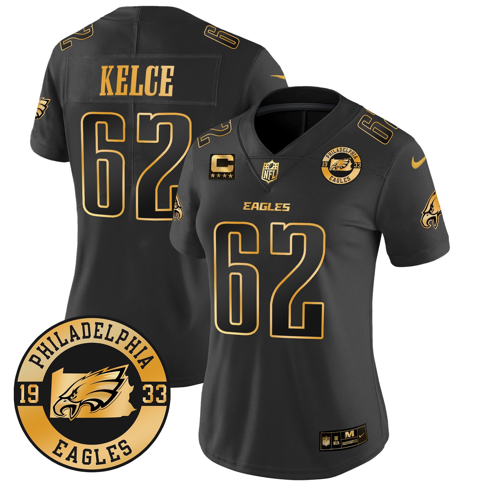 Women's Eagles 2024 Gold Vapor Limited Jersey - Est. 1933 Patch - All Stitched