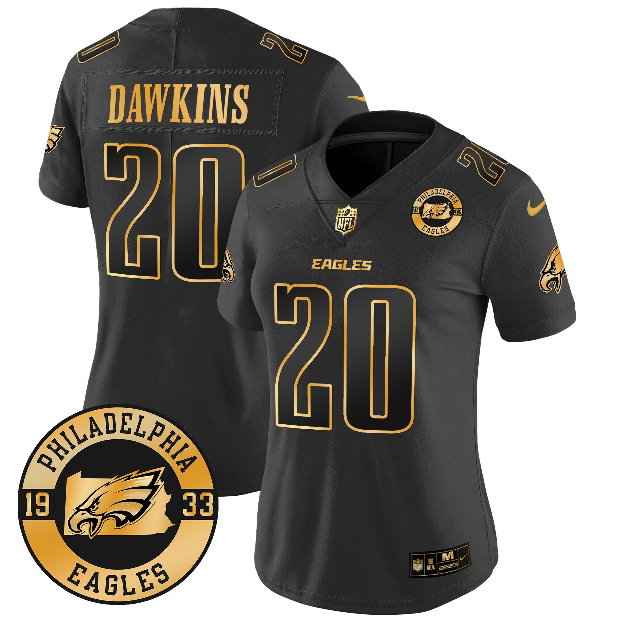 Women's Eagles 2024 Gold Vapor Limited Jersey - Est. 1933 Patch - All Stitched