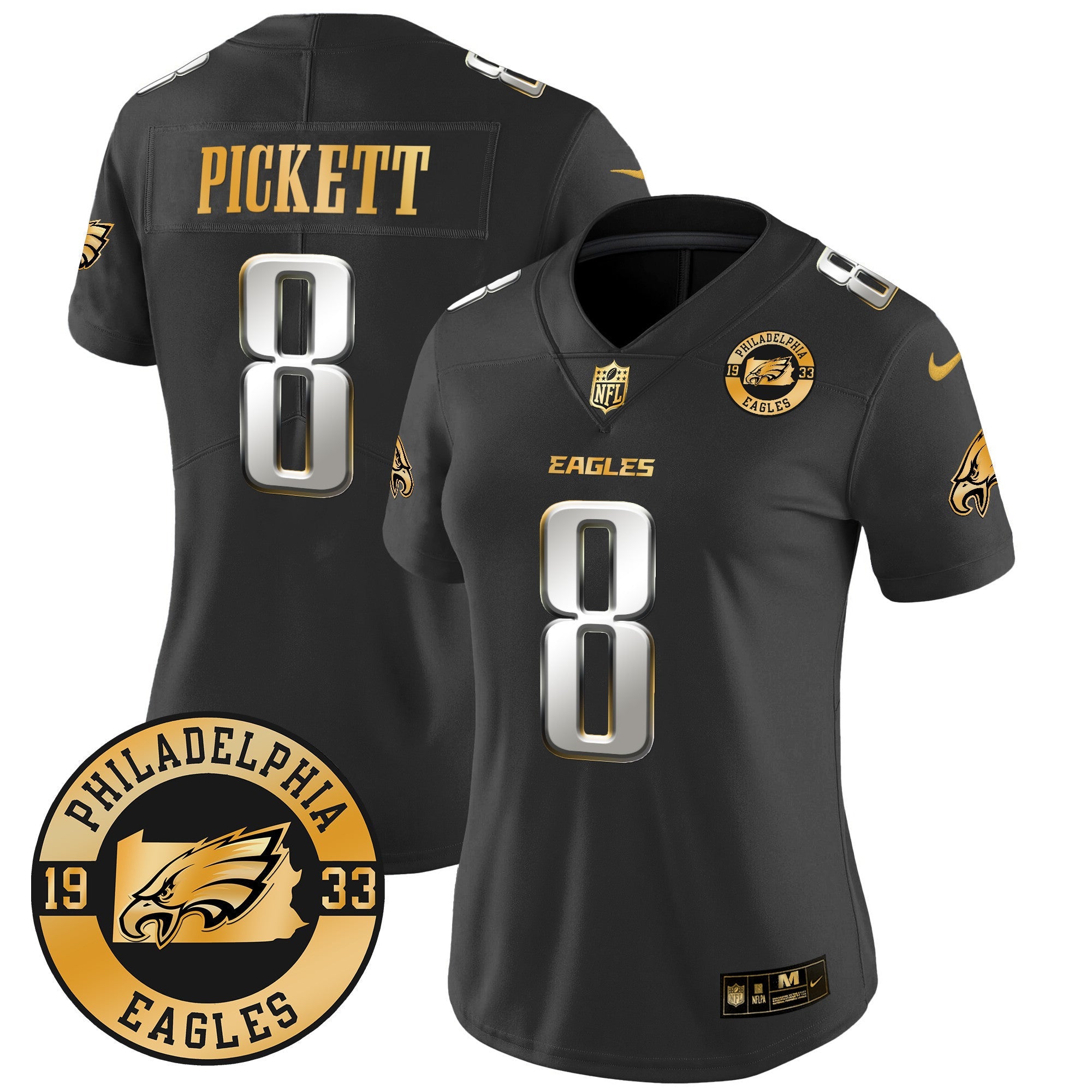 Women's Eagles 2024 Gold Vapor Limited Jersey - Est. 1933 Patch - All Stitched