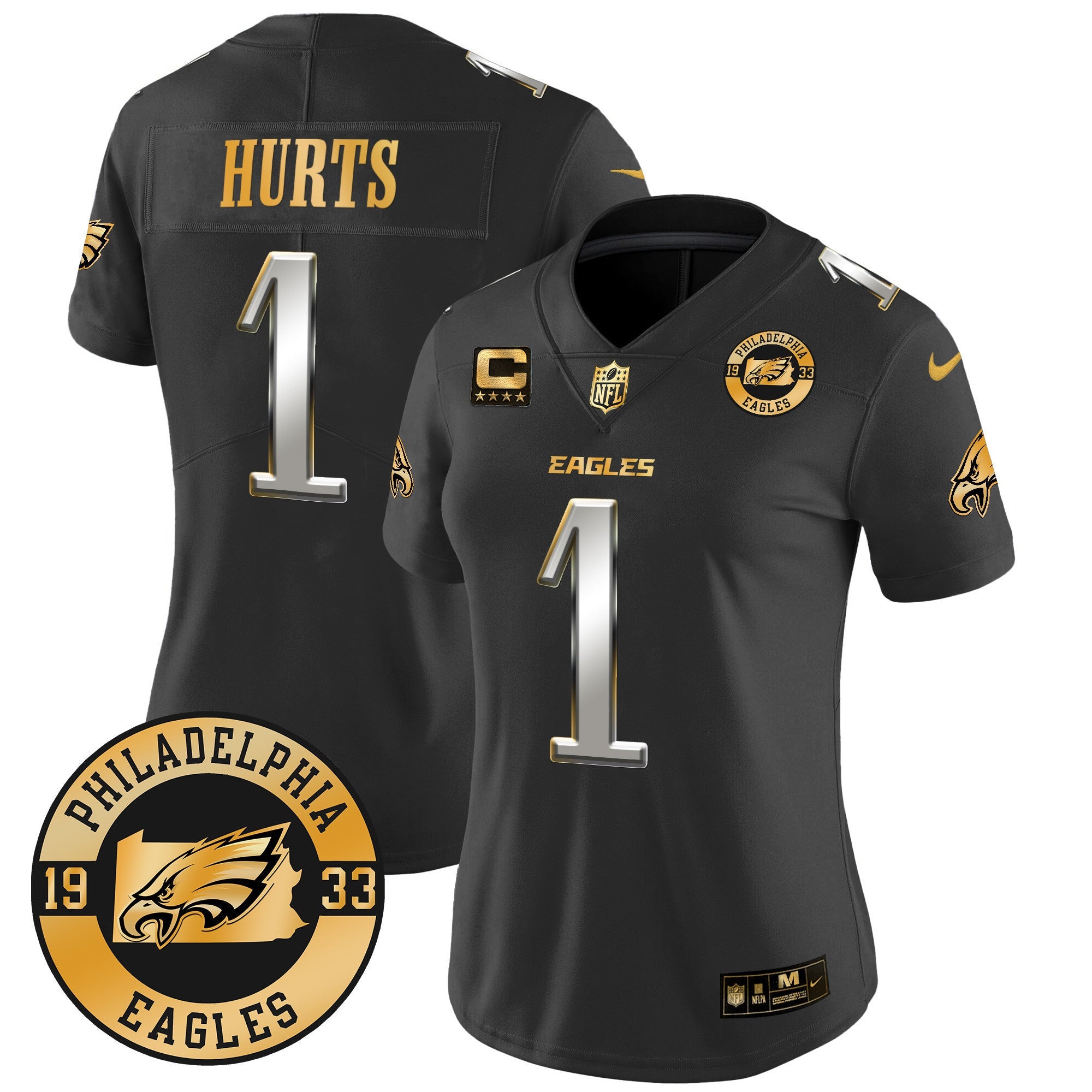 Women's Eagles 2024 Gold Vapor Limited Jersey - Est. 1933 Patch - All Stitched