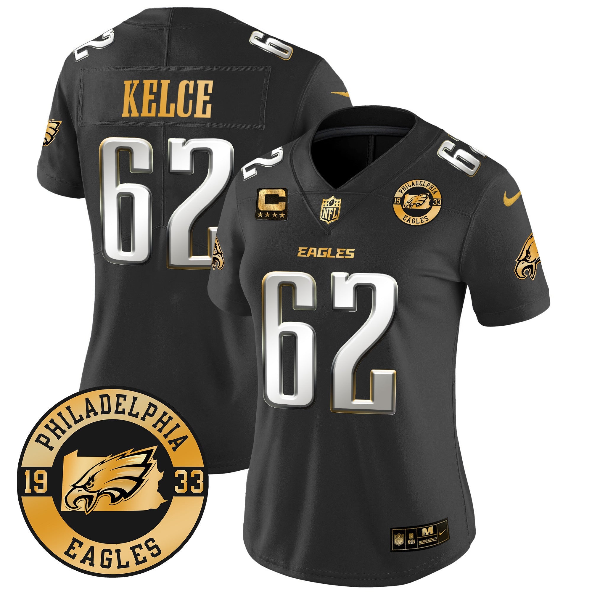 Women's Eagles 2024 Gold Vapor Limited Jersey - Est. 1933 Patch - All Stitched