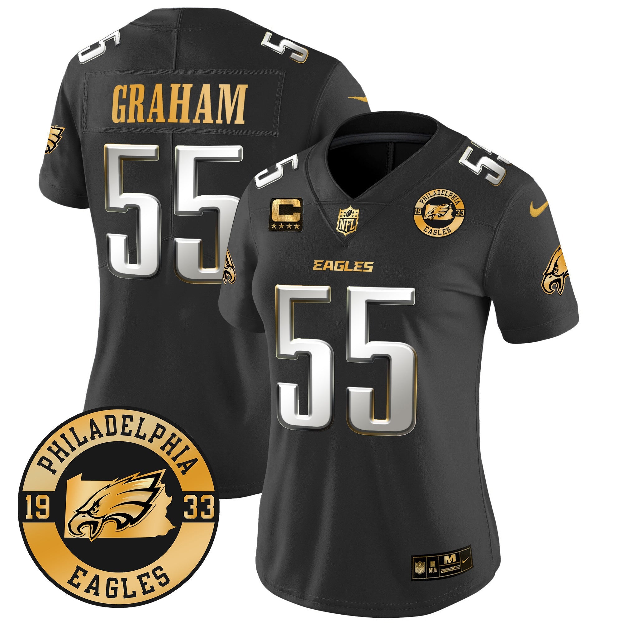 Women's Eagles 2024 Gold Vapor Limited Jersey - Est. 1933 Patch - All Stitched