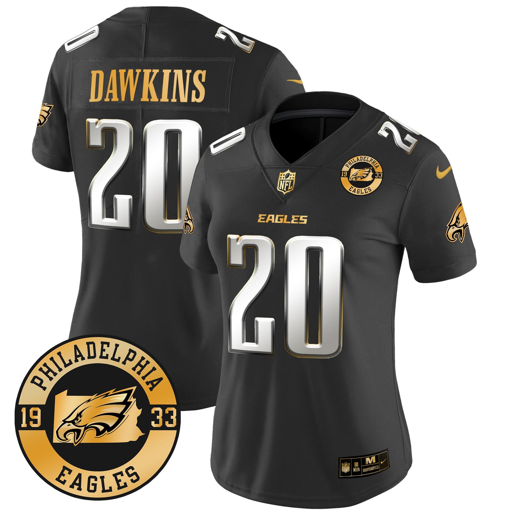 Women's Eagles 2024 Gold Vapor Limited Jersey - Est. 1933 Patch - All Stitched