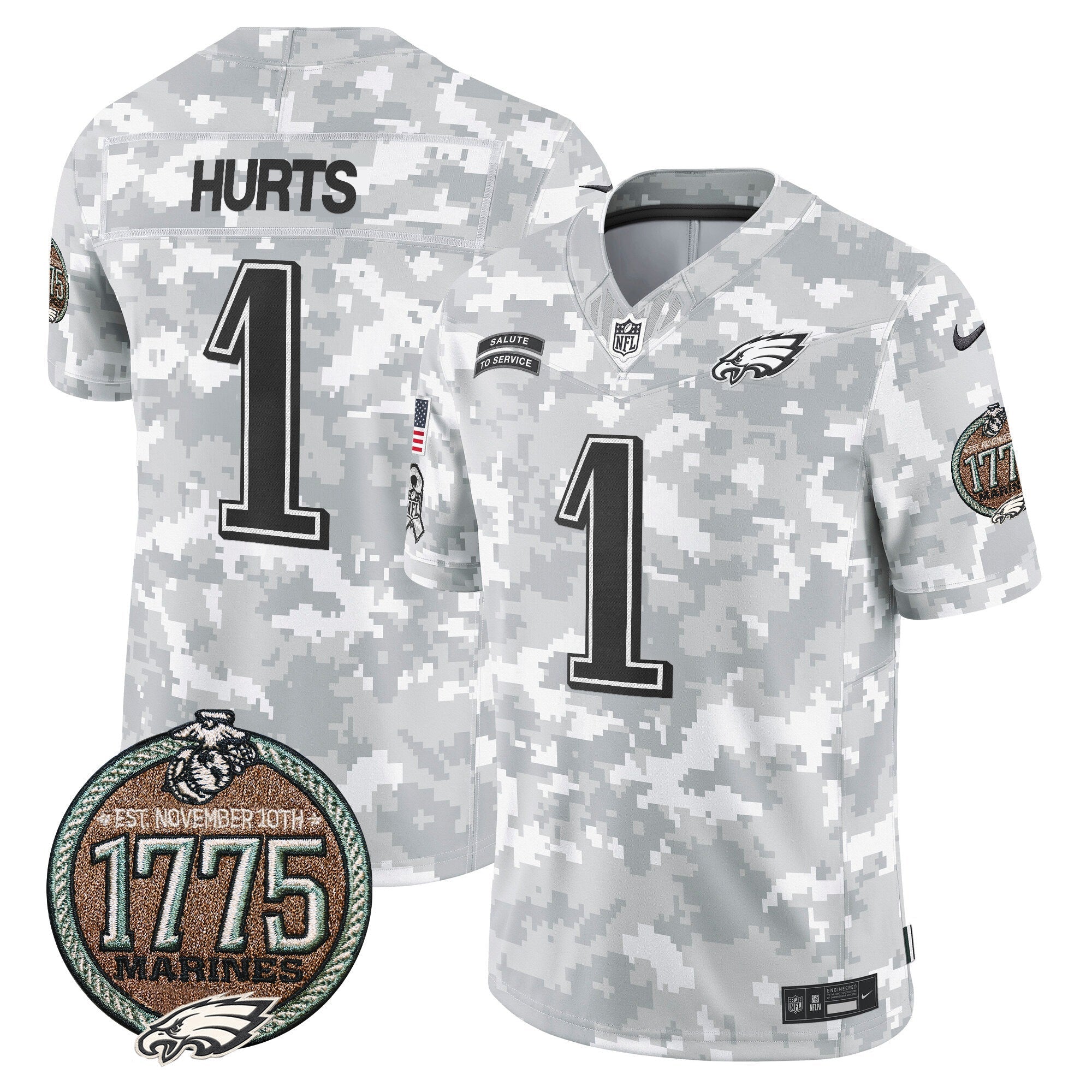 Men's Eagles 2024 Salute to Service Establishment Year Patch Vapor Limited Jersey - All Stitched