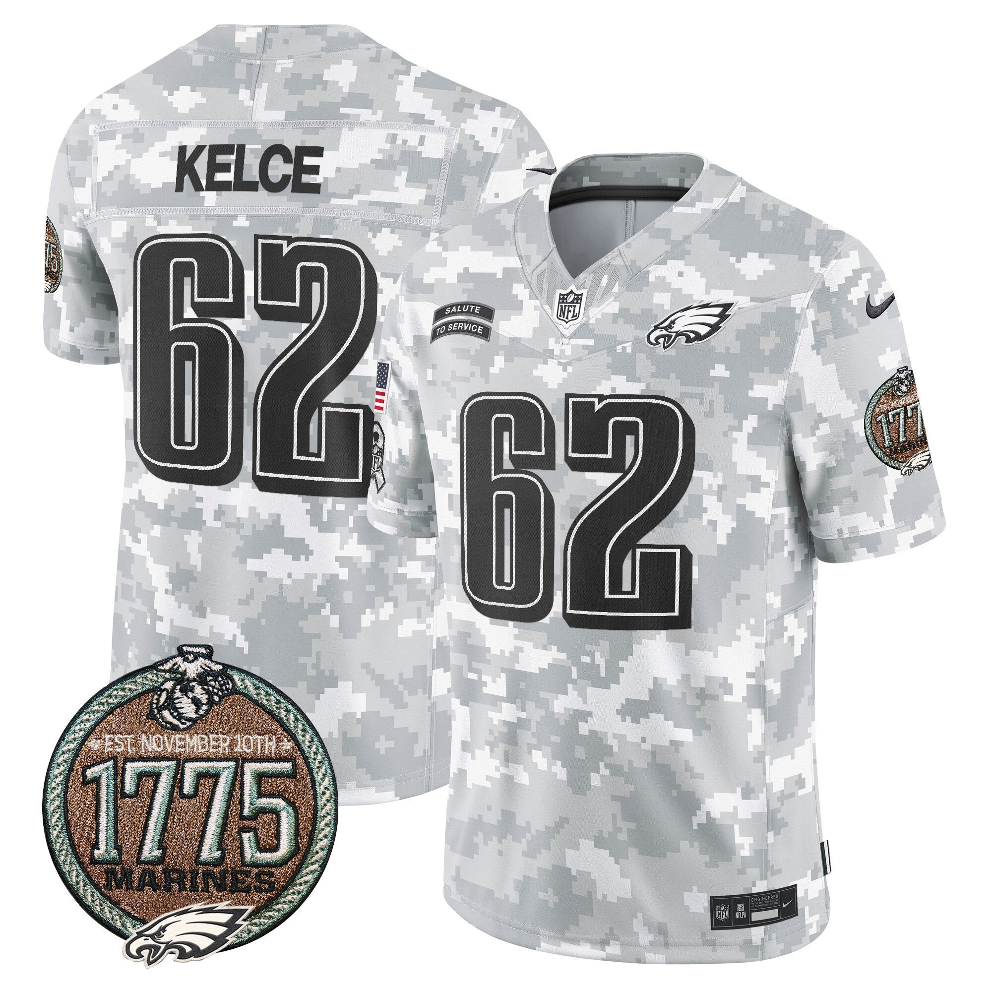 Men's Eagles 2024 Salute to Service Establishment Year Patch Vapor Limited Jersey - All Stitched